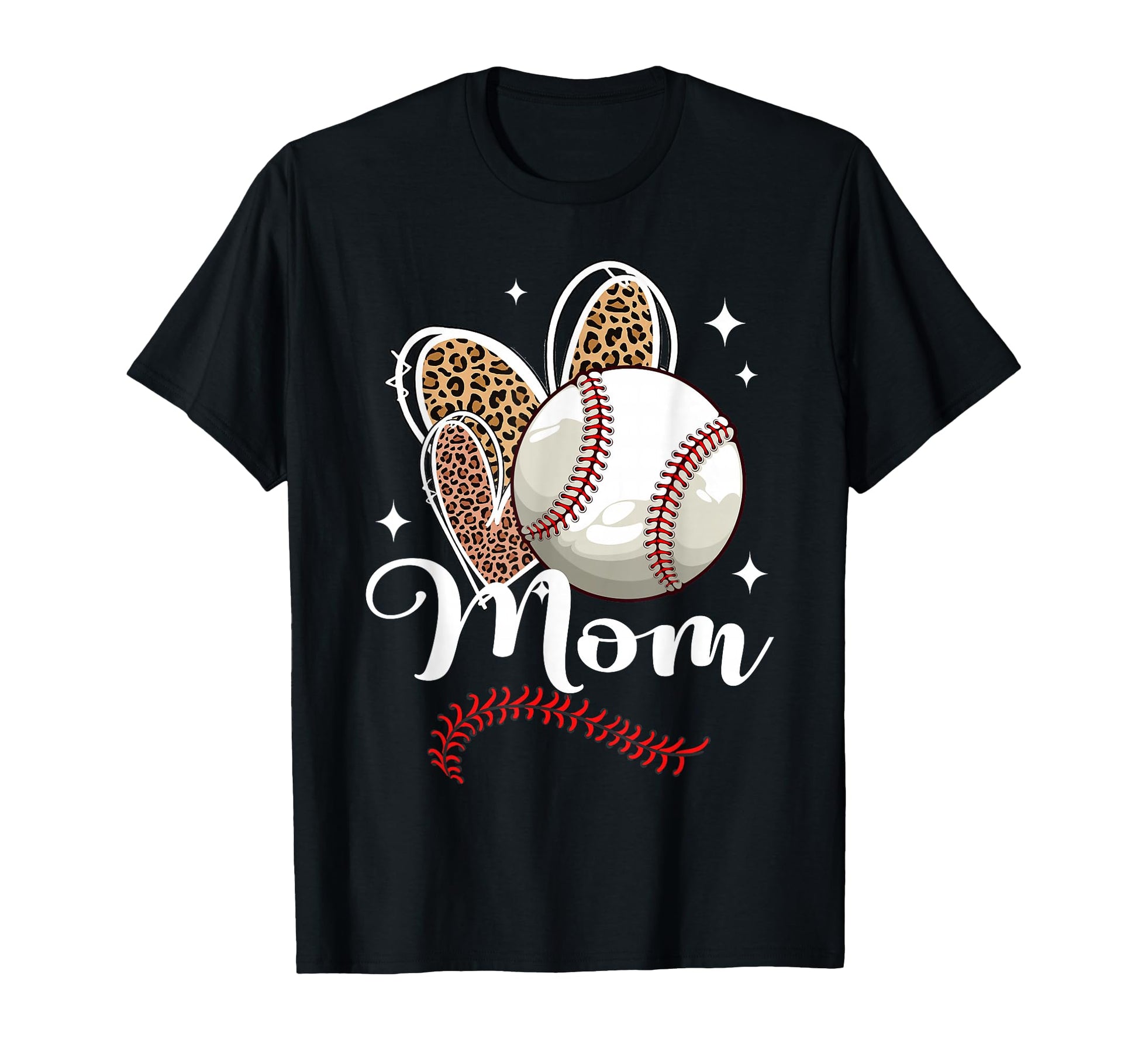 Baseball Mom Funny Leopard Heart T-Shirt - Aesthetic Graphic Unisex - T-Shirt, Sweatshirt, Hoodie