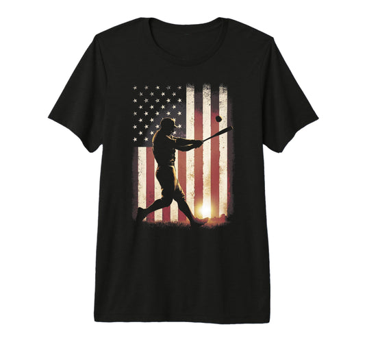 American Flag Baseball Player Gifts T-Shirt - Casual Everyday Wear Unisex - T-Shirt, Sweatshirt, Hoodie