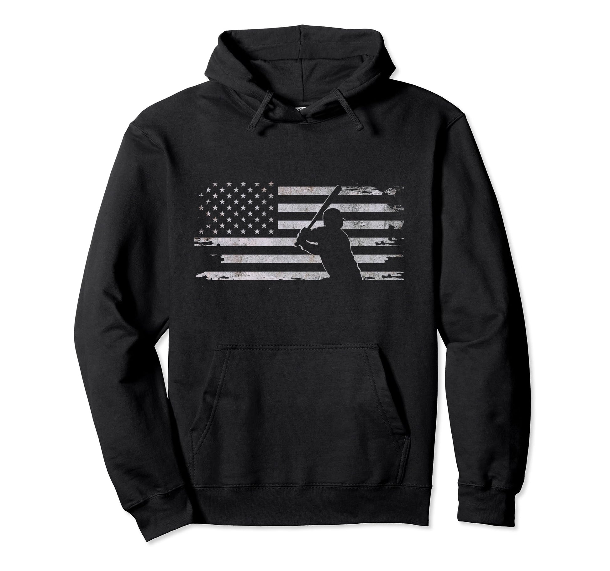 American Flag Baseball Baseball Hoodie - Trendy Graphic Unisex - T-Shirt, Sweatshirt, Hoodie