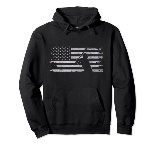 American Flag Baseball Baseball Hoodie - Trendy Graphic Unisex - T-Shirt, Sweatshirt, Hoodie