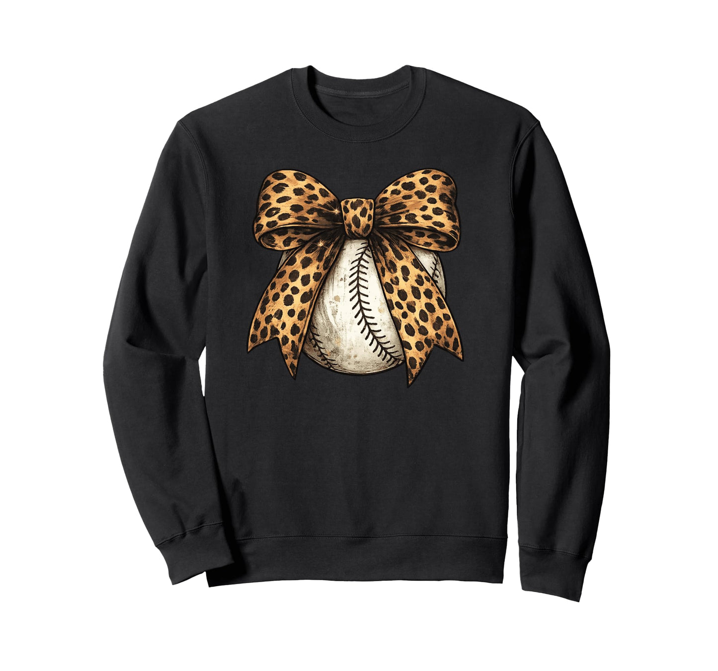 Leopard Baseball Bow Baseball Sweatshirt - Casual Everyday Wear for Adults - T-Shirt, Sweatshirt, Hoodie