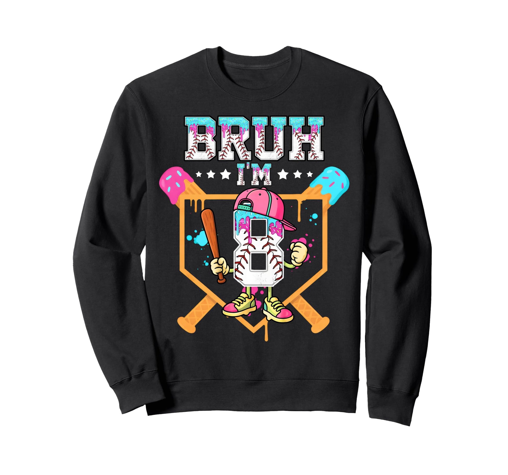 Baseball Drip 8 Year Old Ice Sweatshirt - Custom Art Print for Adults - T-Shirt, Sweatshirt, Hoodie