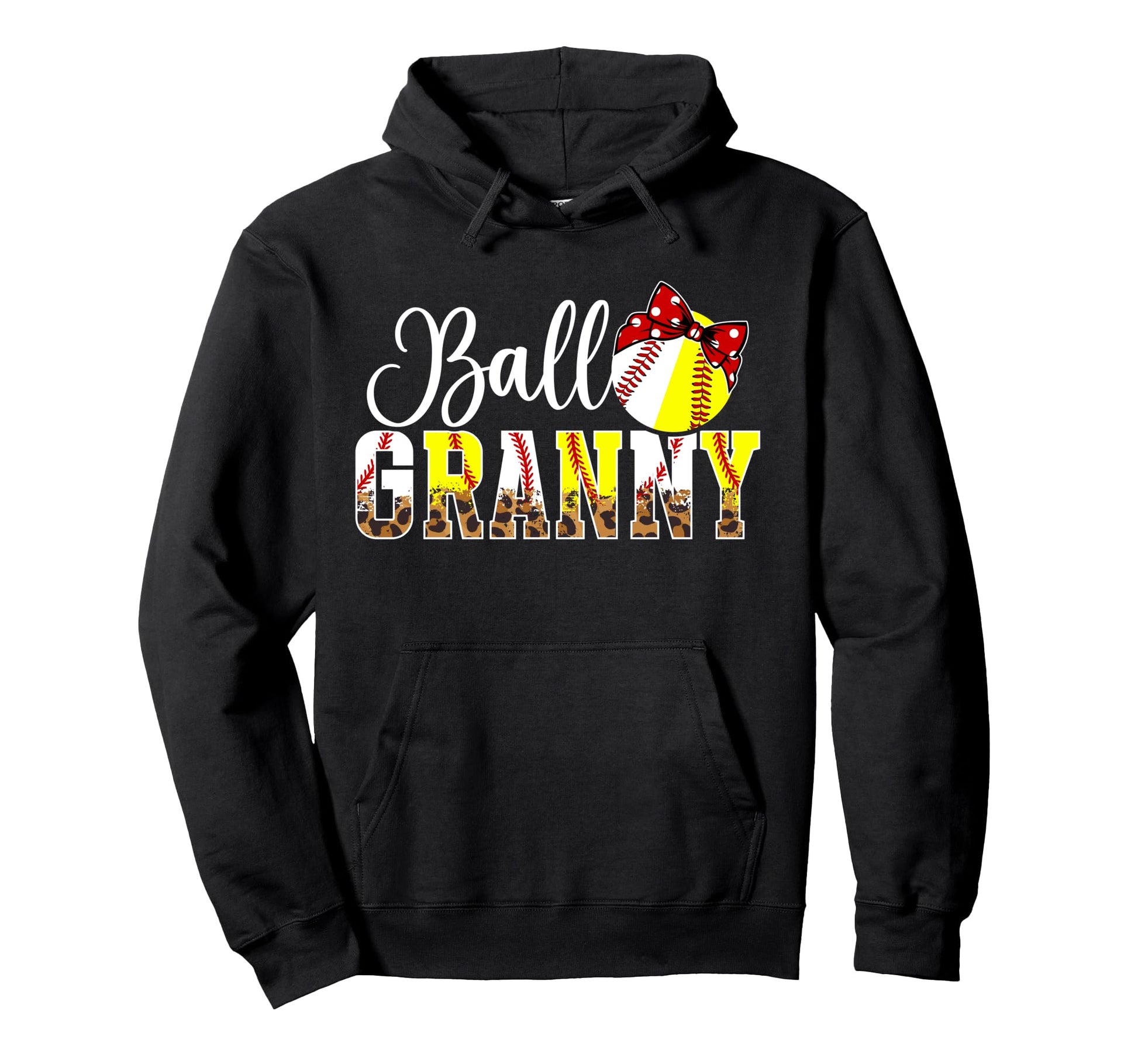 Ball Granny Leopard Softball Baseball Hoodie - Novelty Apparel Unisex - T-Shirt, Sweatshirt, Hoodie