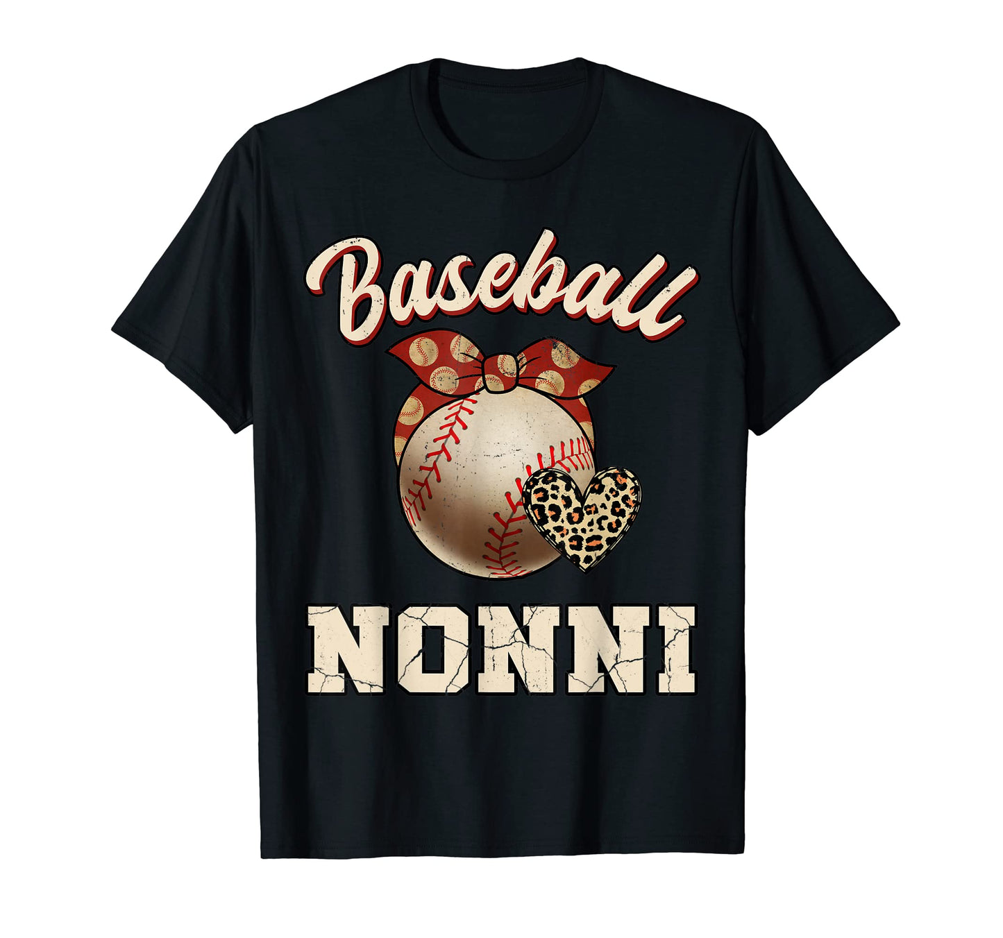 Baseball Nonni Bandana Leopard Heart T-Shirt - Unique Graphic Men Women - T-Shirt, Sweatshirt, Hoodie