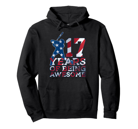 17 Years Being Awesome Baseball 17Th Hoodie - Custom Art Print Unisex - T-Shirt, Sweatshirt, Hoodie