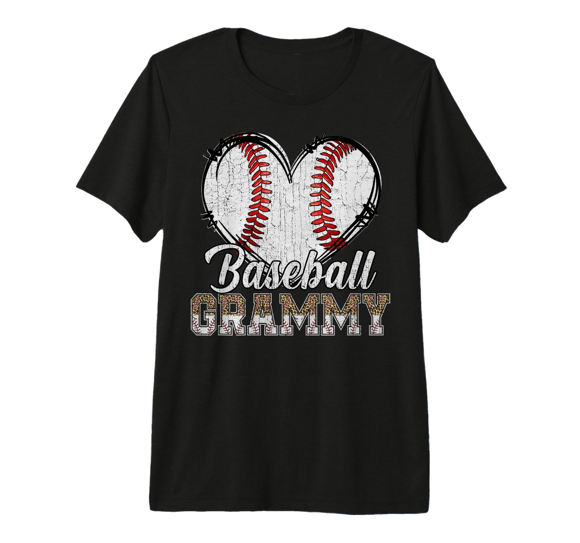 Softball Baseball Grammy Heart Leopard T-Shirt - Unique Graphic for Adults - T-Shirt, Sweatshirt, Hoodie