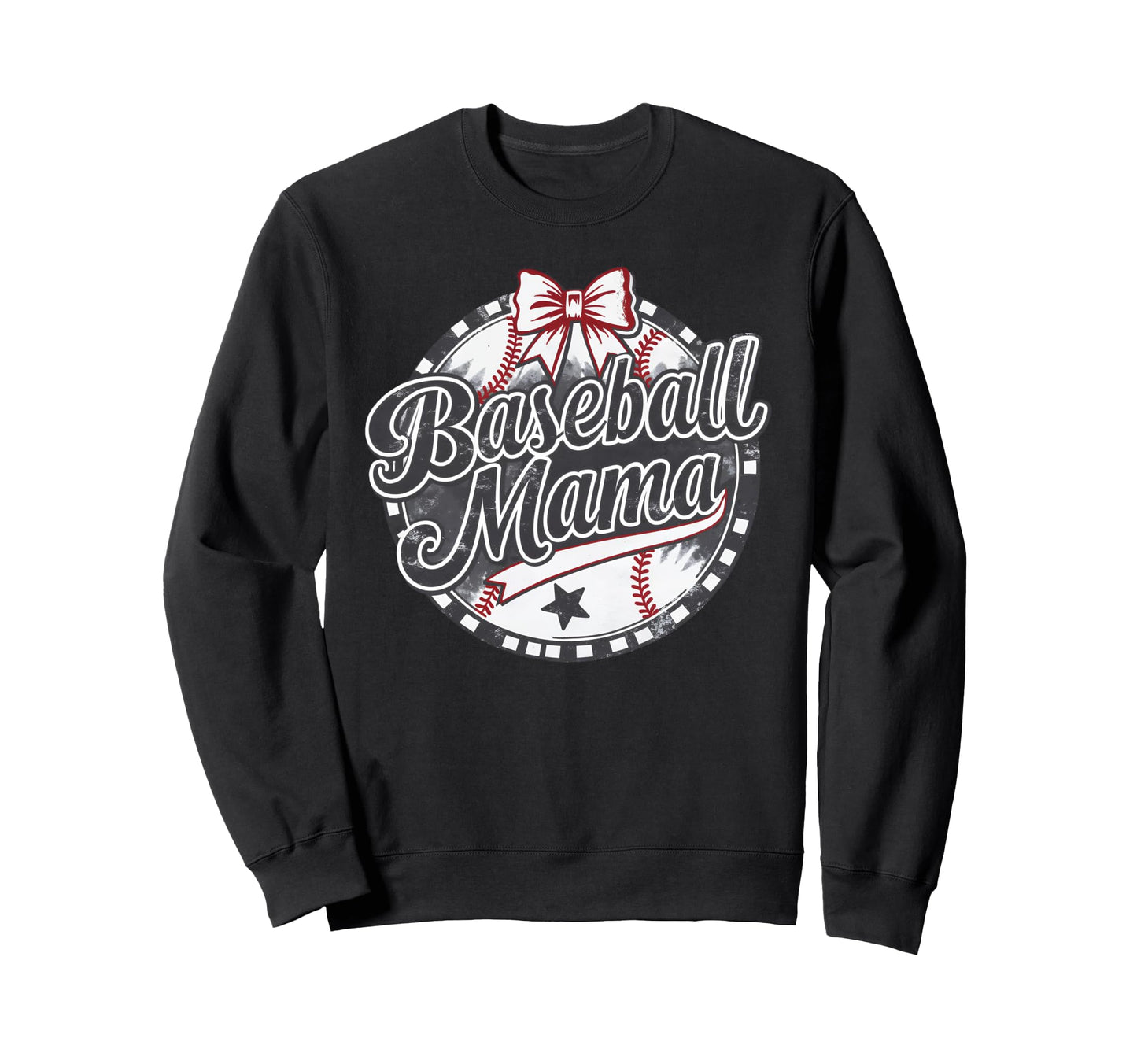 Baseball Mama Baseball Bow Sweatshirt - Streetwear Style for Adults - T-Shirt, Sweatshirt, Hoodie