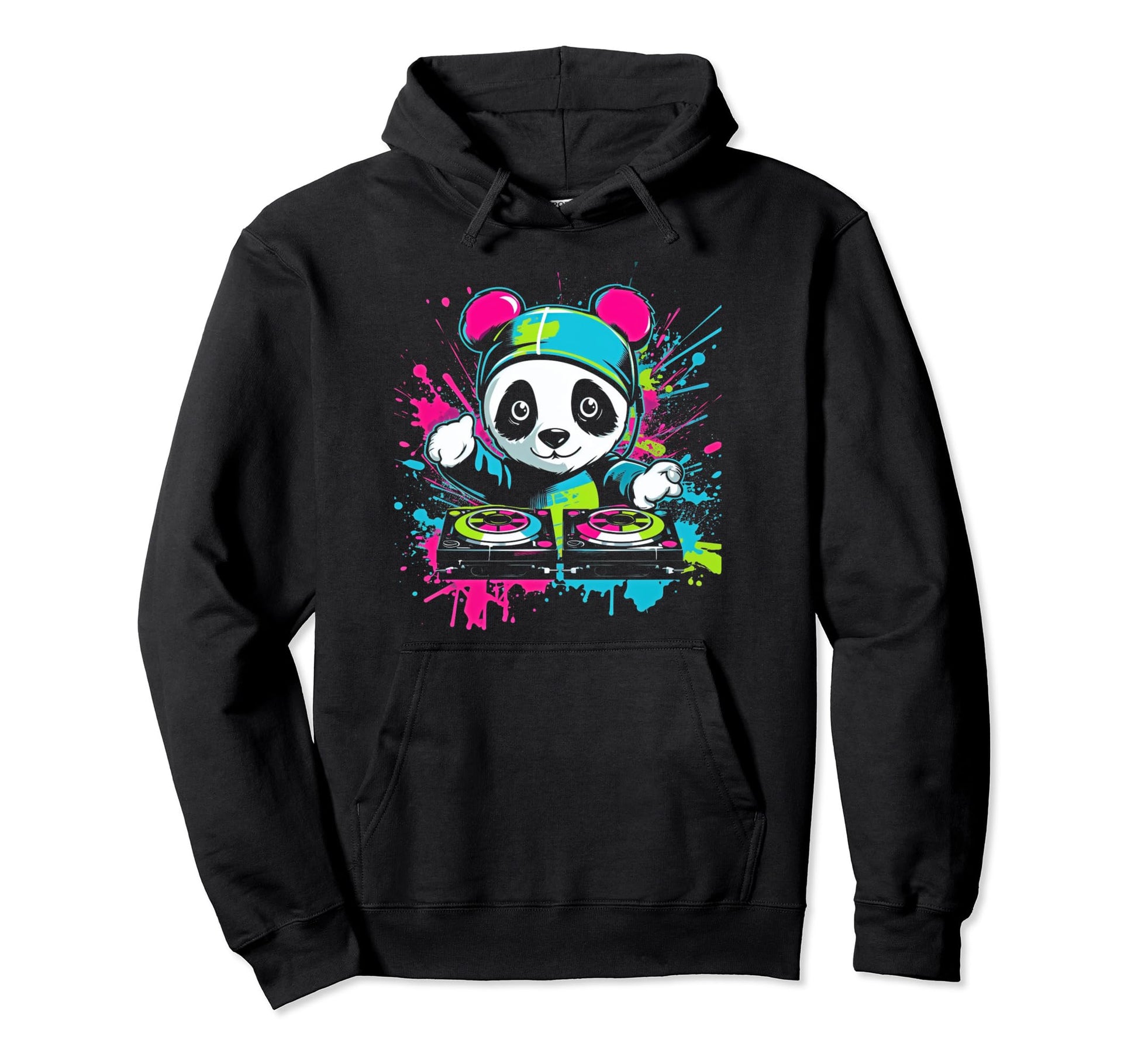 Kawaii Panda Dj Japanese Edm Y2K Hoodie - Minimalist Print for Adults - T-Shirt, Sweatshirt, Hoodie