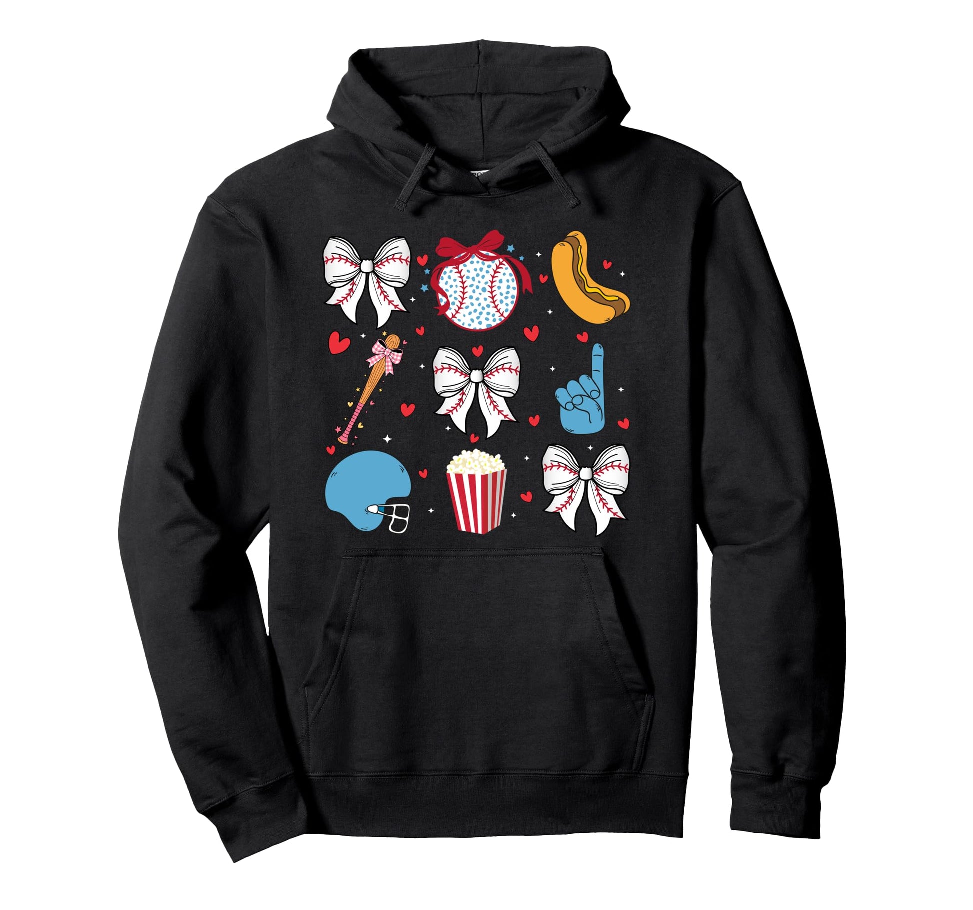 Baseball Coquette Bow Cheer Game Day Hoodie - Graphic Print Men Women - T-Shirt, Sweatshirt, Hoodie