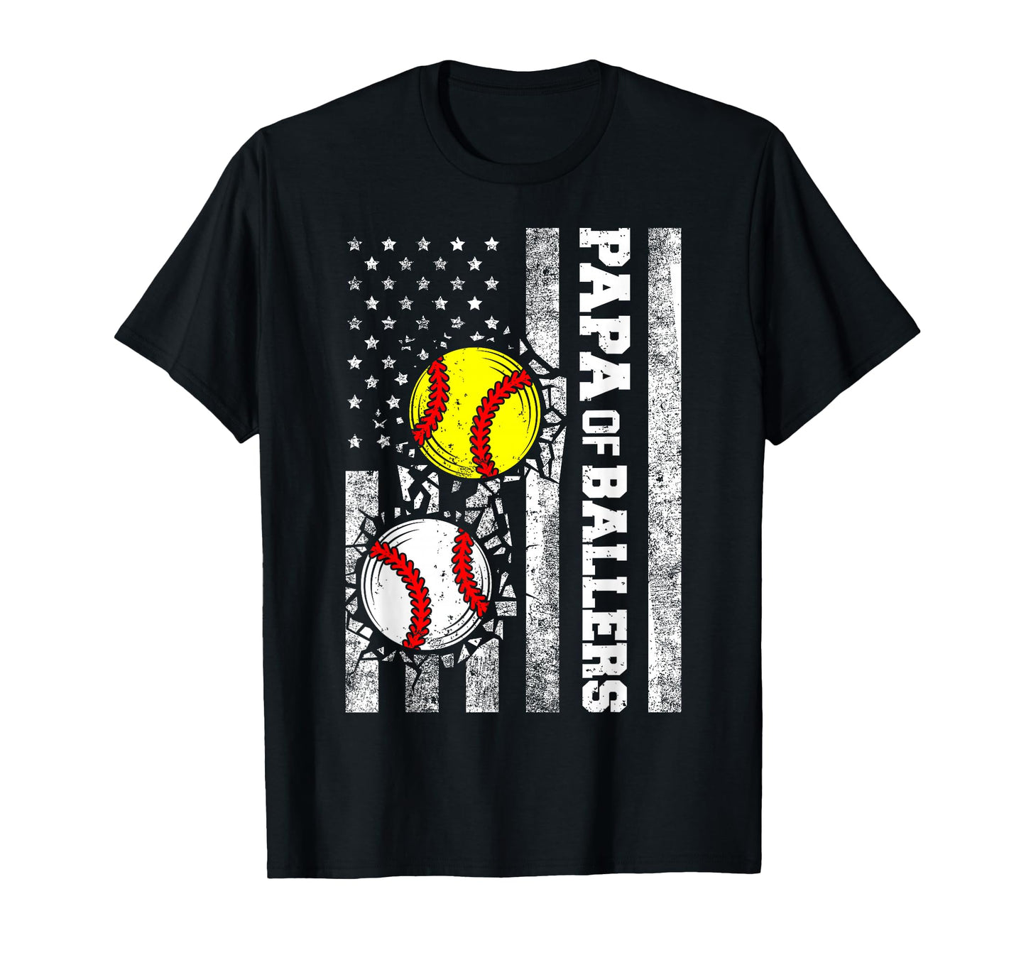 Papa Ballers Funny Usa Flag T-Shirt - Fun Novelty Design Men Women - T-Shirt, Sweatshirt, Hoodie