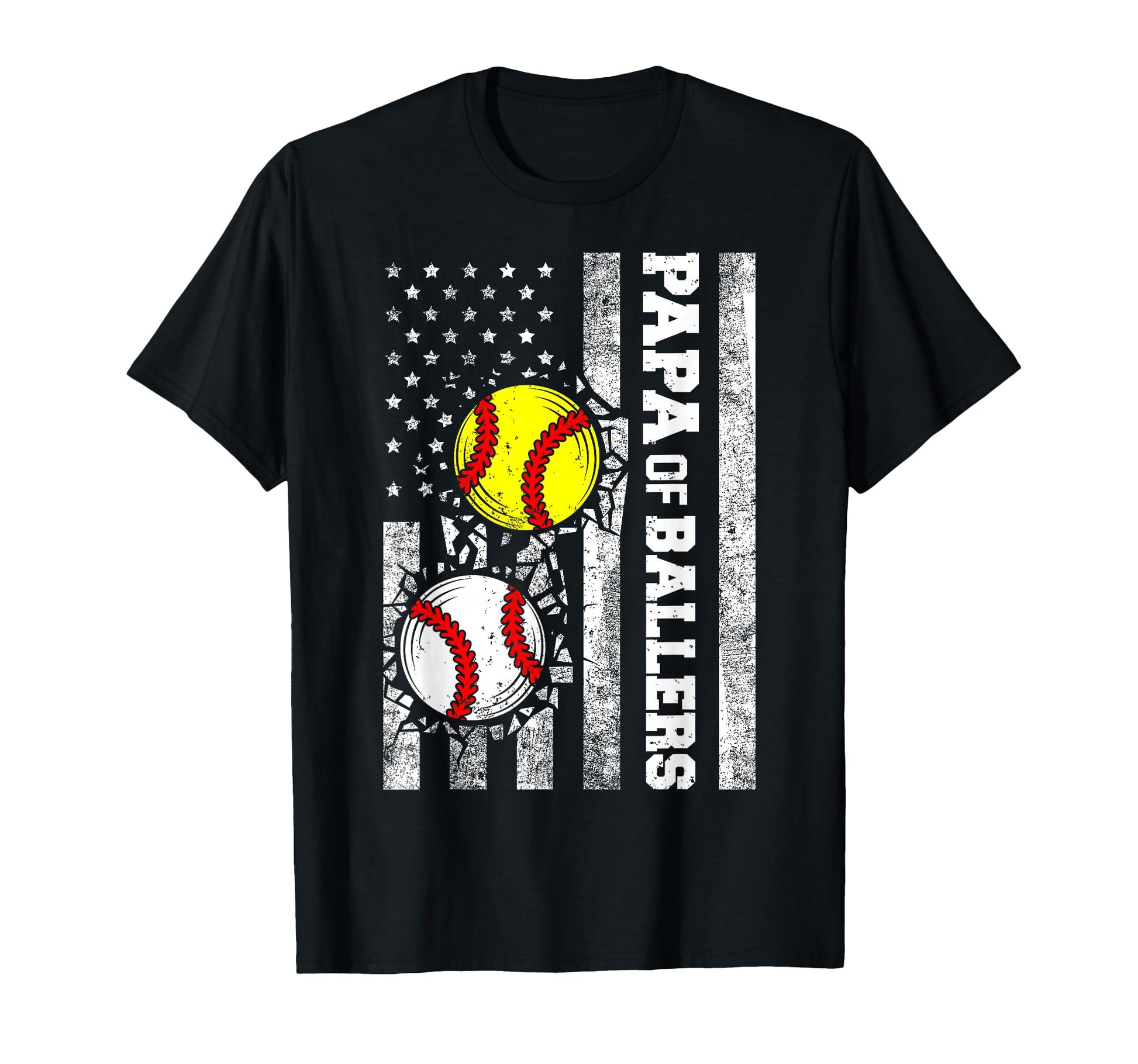 Papa Ballers Funny Usa Flag T-Shirt - Fun Novelty Design Men Women - T-Shirt, Sweatshirt, Hoodie