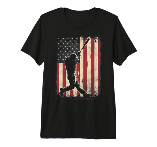 American Flag Baseball Player Gifts Tri T-Shirt - Novelty Apparel Unisex - T-Shirt, Sweatshirt, Hoodie
