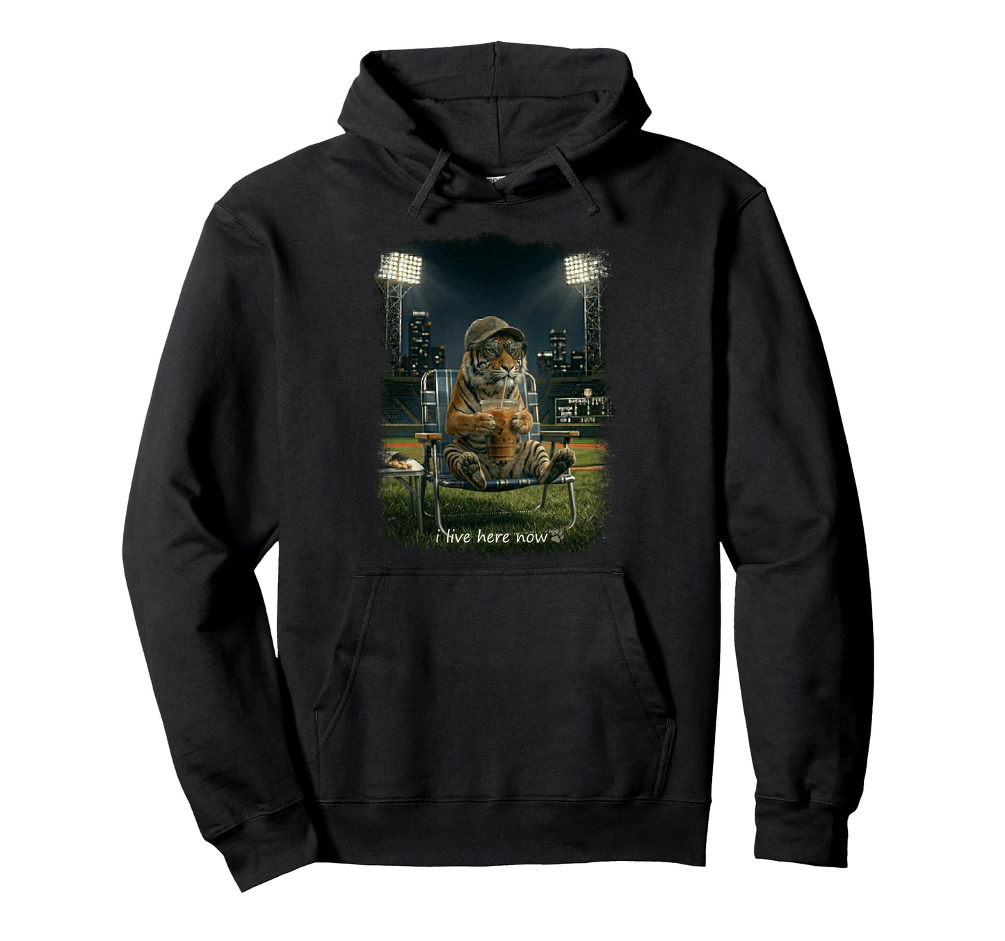 Funny Tiger Ballfield Baseball Hoodie - Casual Everyday Wear for Adults - T-Shirt, Sweatshirt, Hoodie