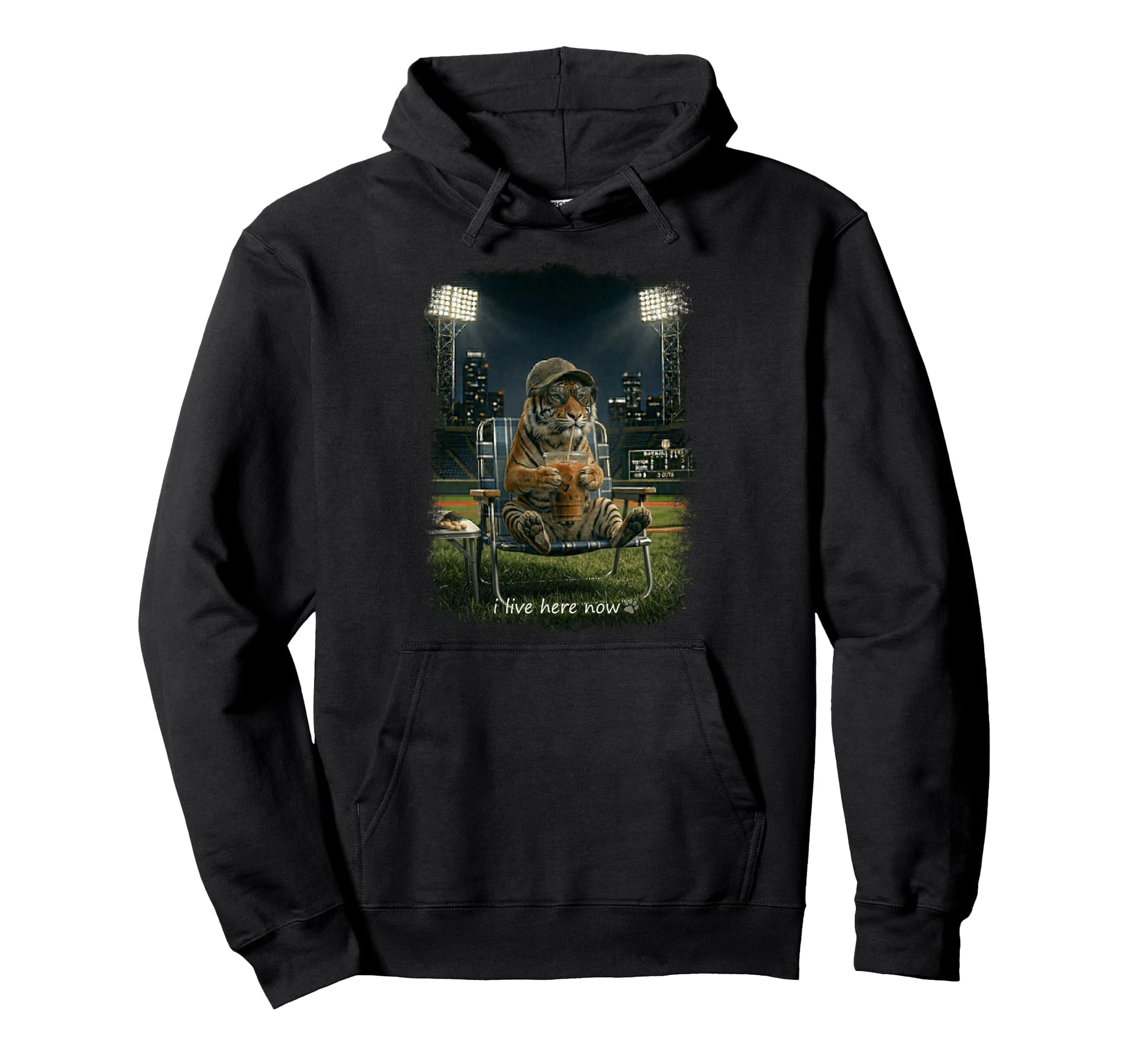 Funny Tiger Ballfield Baseball Hoodie - Casual Everyday Wear for Adults - T-Shirt, Sweatshirt, Hoodie