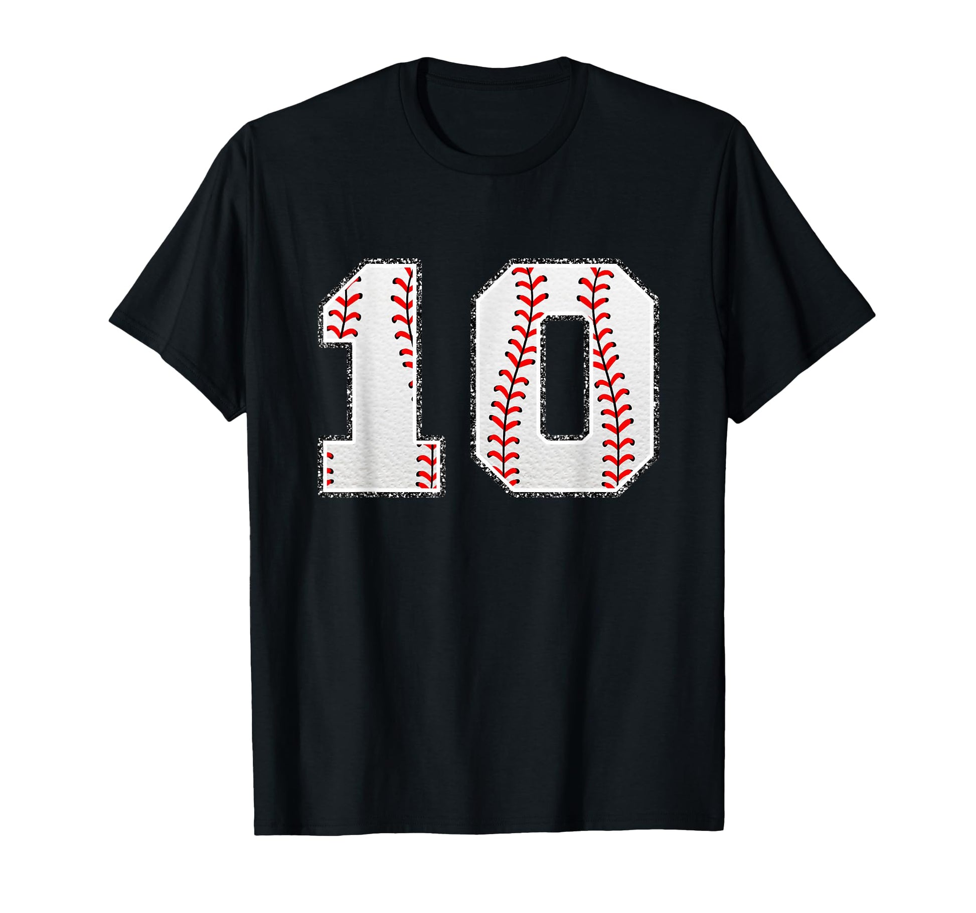 Number 10 Baseball Distressed Number T-Shirt - Trendy Graphic Unisex - T-Shirt, Sweatshirt, Hoodie