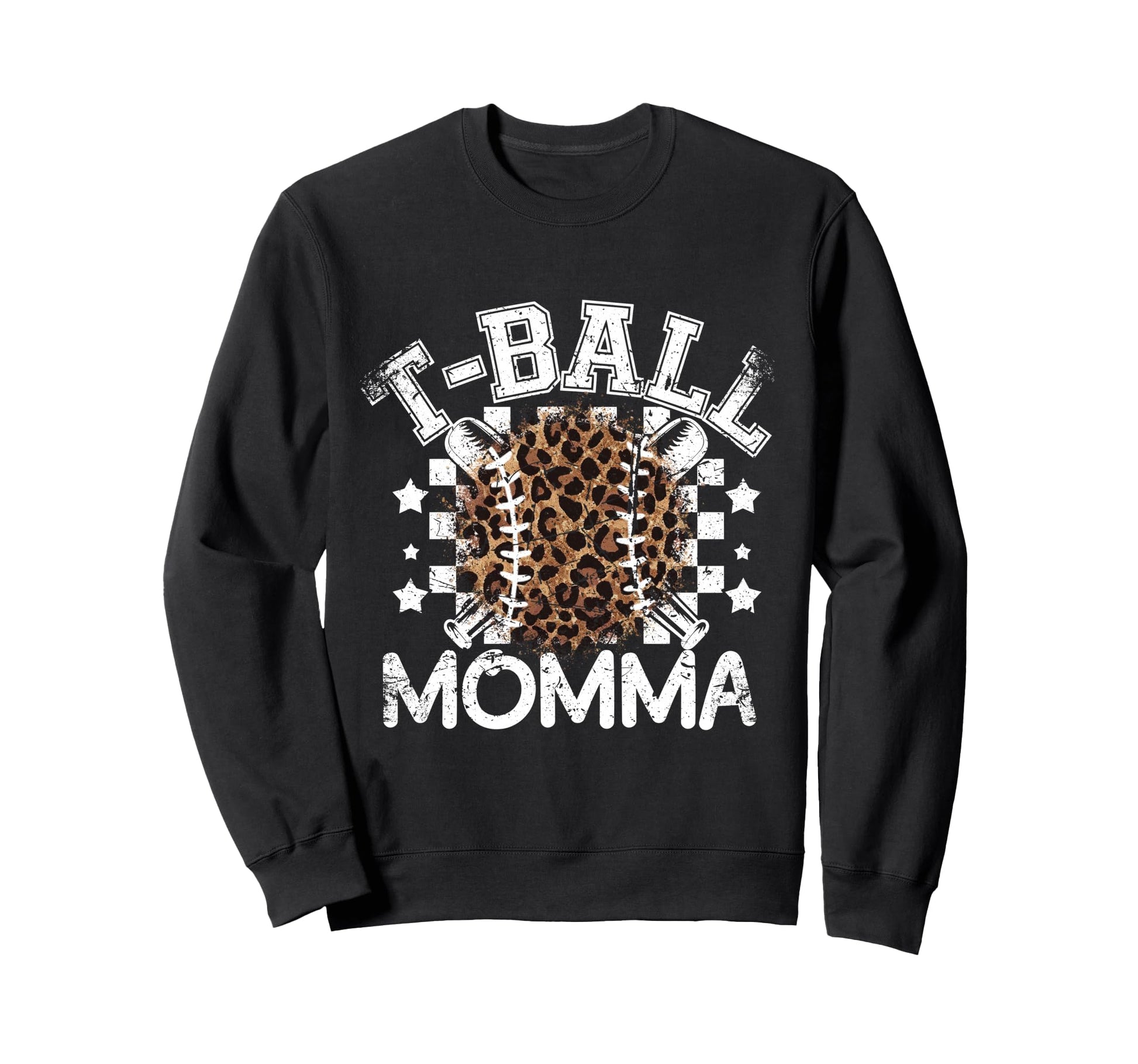 T Ball Teeball Momma Leopard Sweatshirt - Casual Everyday Wear Unisex - T-Shirt, Sweatshirt, Hoodie