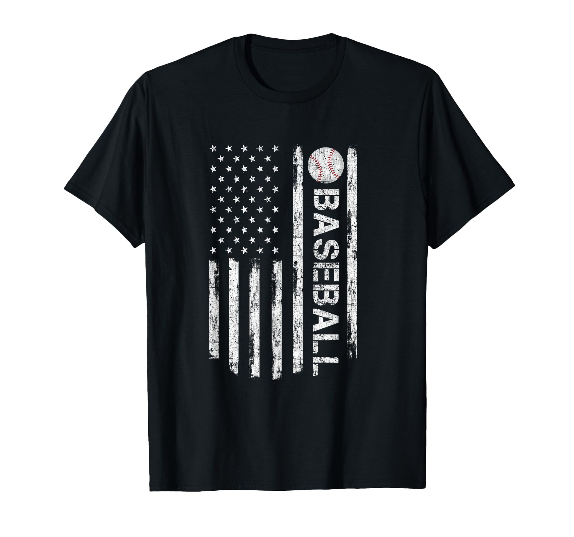 Baseball American Flag Usa Flag T-Shirt - Casual Everyday Wear Unisex - T-Shirt, Sweatshirt, Hoodie