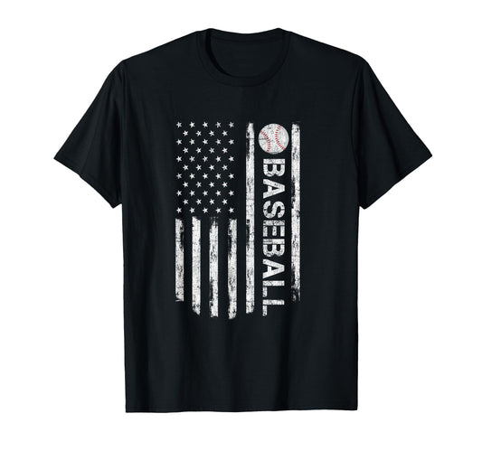 Baseball American Flag Usa Flag T-Shirt - Casual Everyday Wear Unisex - T-Shirt, Sweatshirt, Hoodie