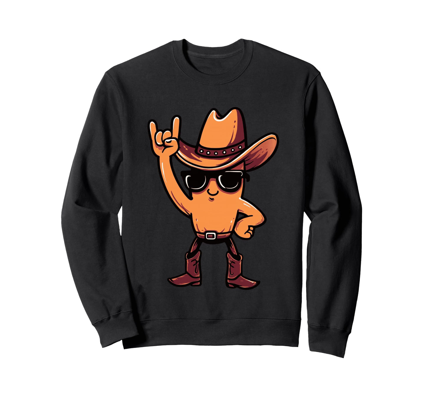 Cowboy Sausage Hotdog Rock Hand Sweatshirt - Streetwear Style Men Women - T-Shirt, Sweatshirt, Hoodie