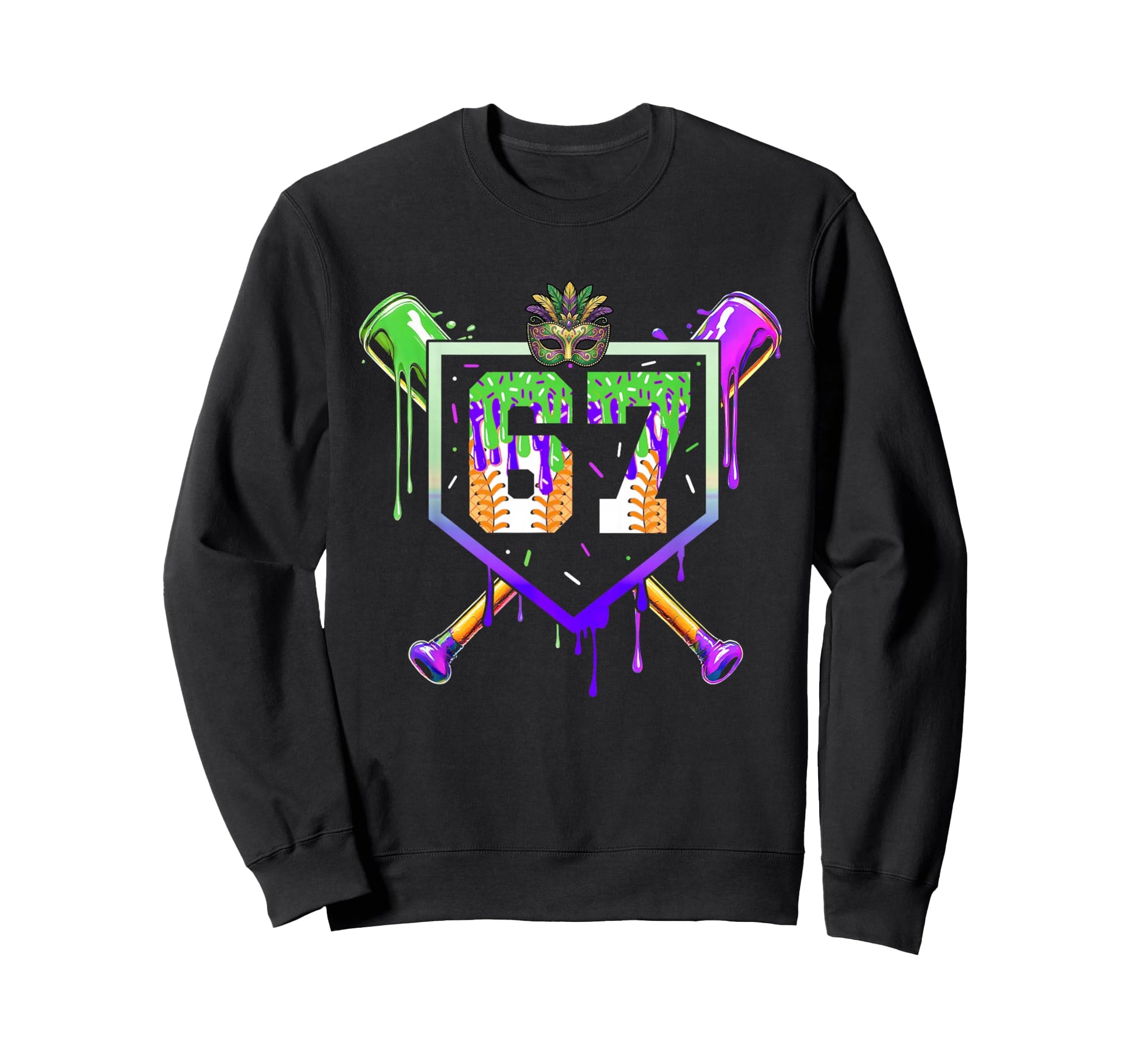 Mardi Gras Baseball Carnival Party Sweatshirt - Custom Art Print Men Women - T-Shirt, Sweatshirt, Hoodie