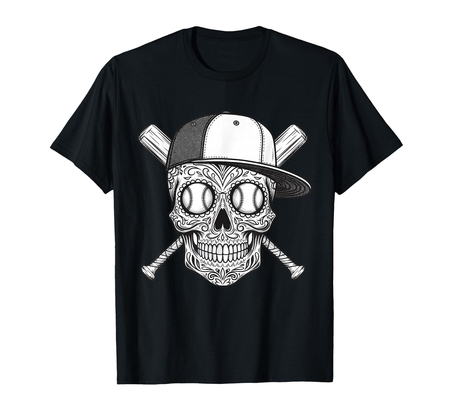Latino Mexican Sugar Skull Baseball T-Shirt - Unique Graphic for Adults - T-Shirt, Sweatshirt, Hoodie