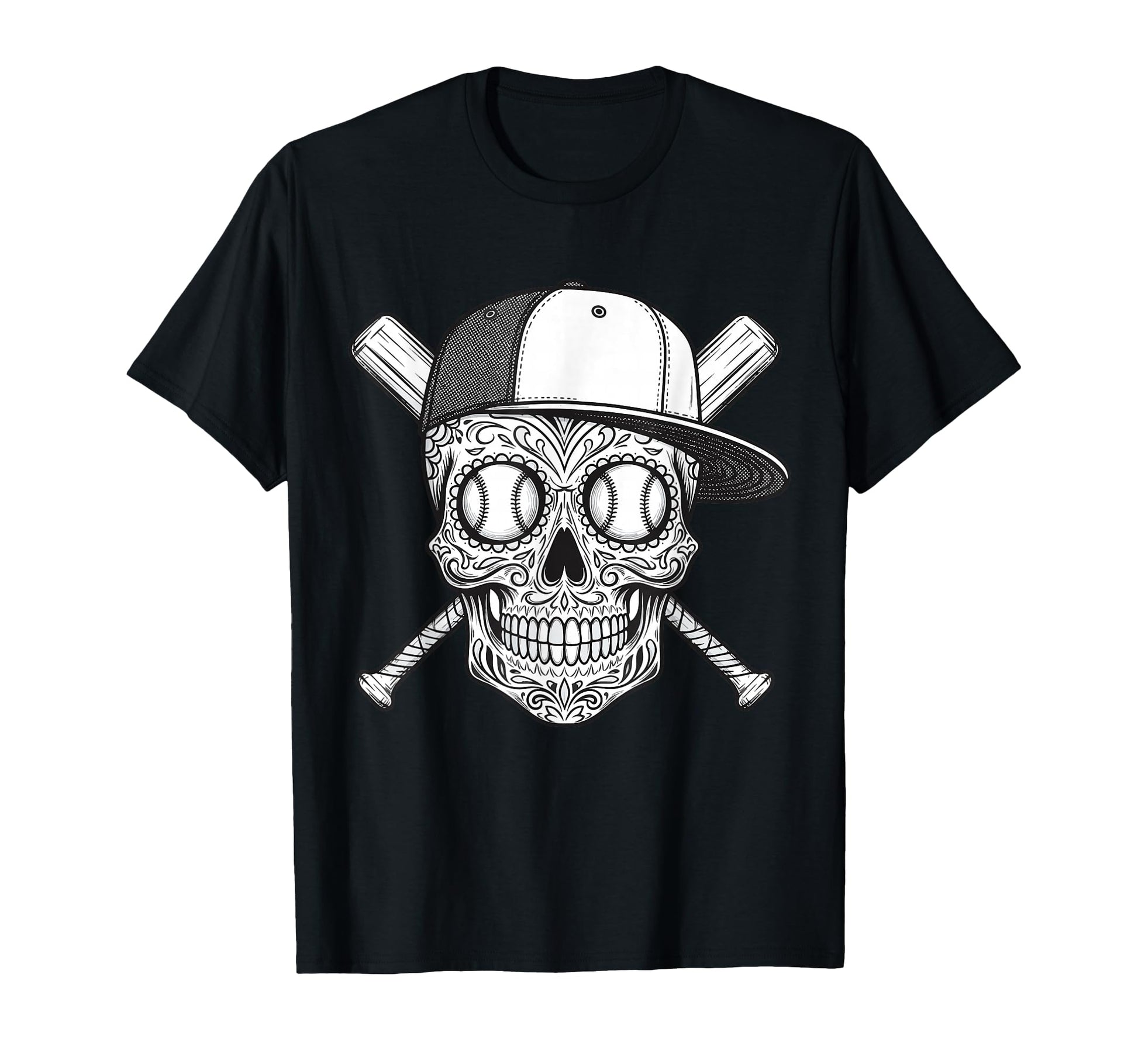 Latino Mexican Sugar Skull Baseball T-Shirt - Unique Graphic for Adults - T-Shirt, Sweatshirt, Hoodie