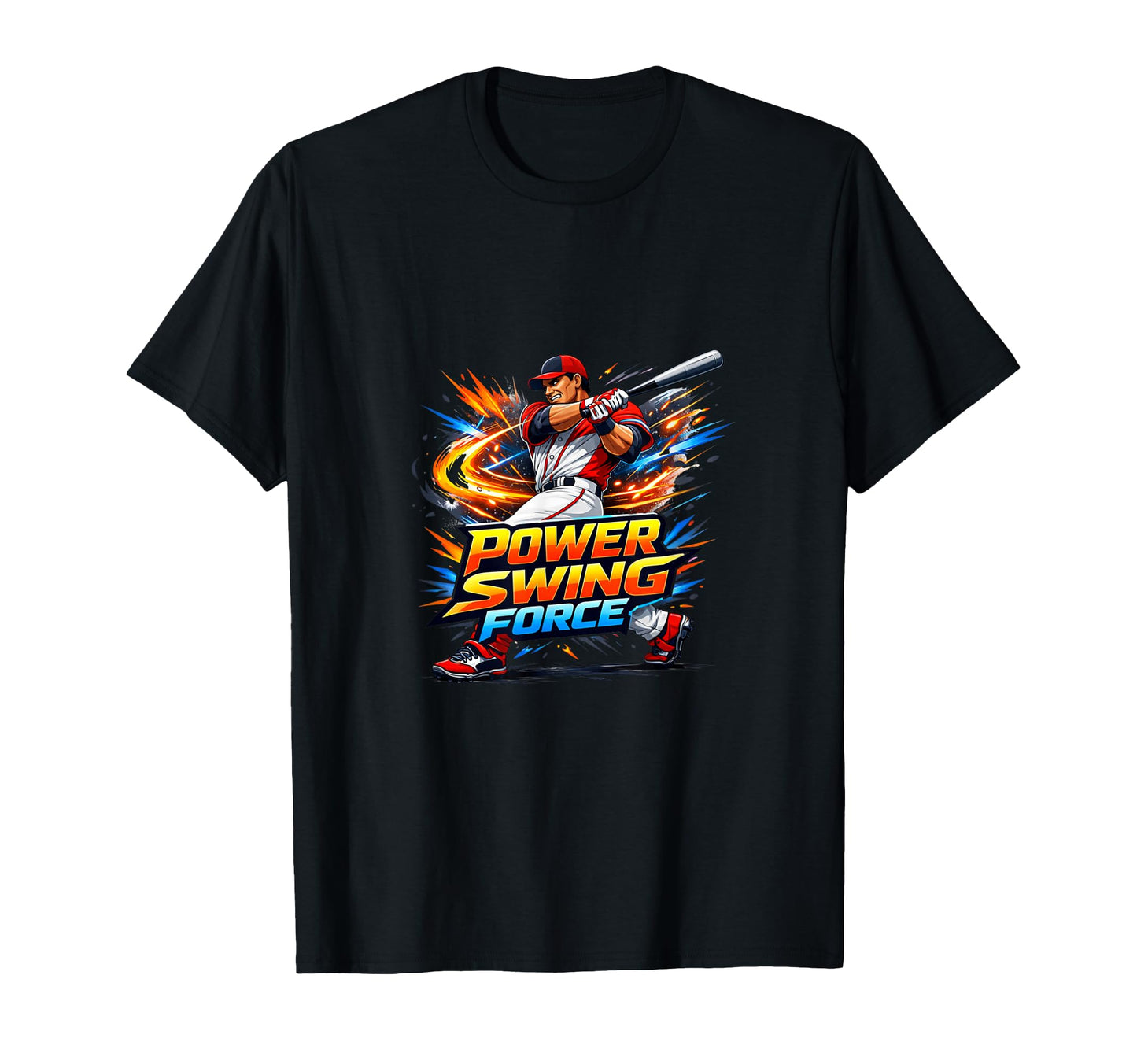 Power Swing Force Baseball Action Player T-Shirt - Graphic Print for Adults - T-Shirt, Sweatshirt, Hoodie
