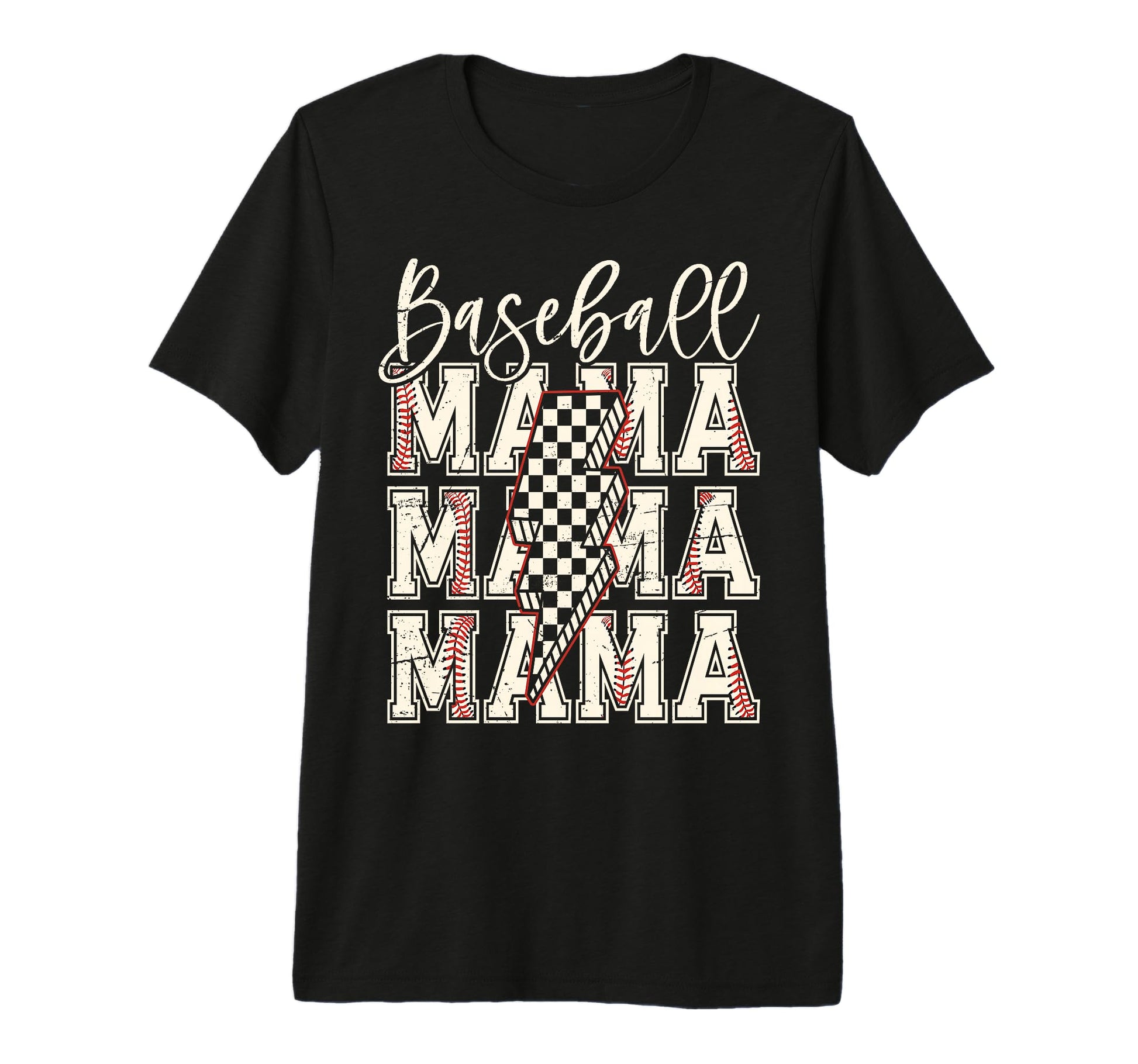 Checkered Baseball Mama Black White T-Shirt - Aesthetic Graphic Men Women - T-Shirt, Sweatshirt, Hoodie