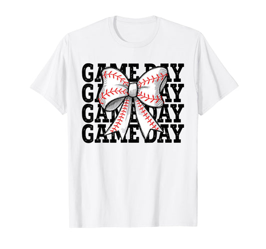 Baseball Game Day Coquette Bow Baseball T-Shirt - Graphic Print for Adults - T-Shirt, Sweatshirt, Hoodie