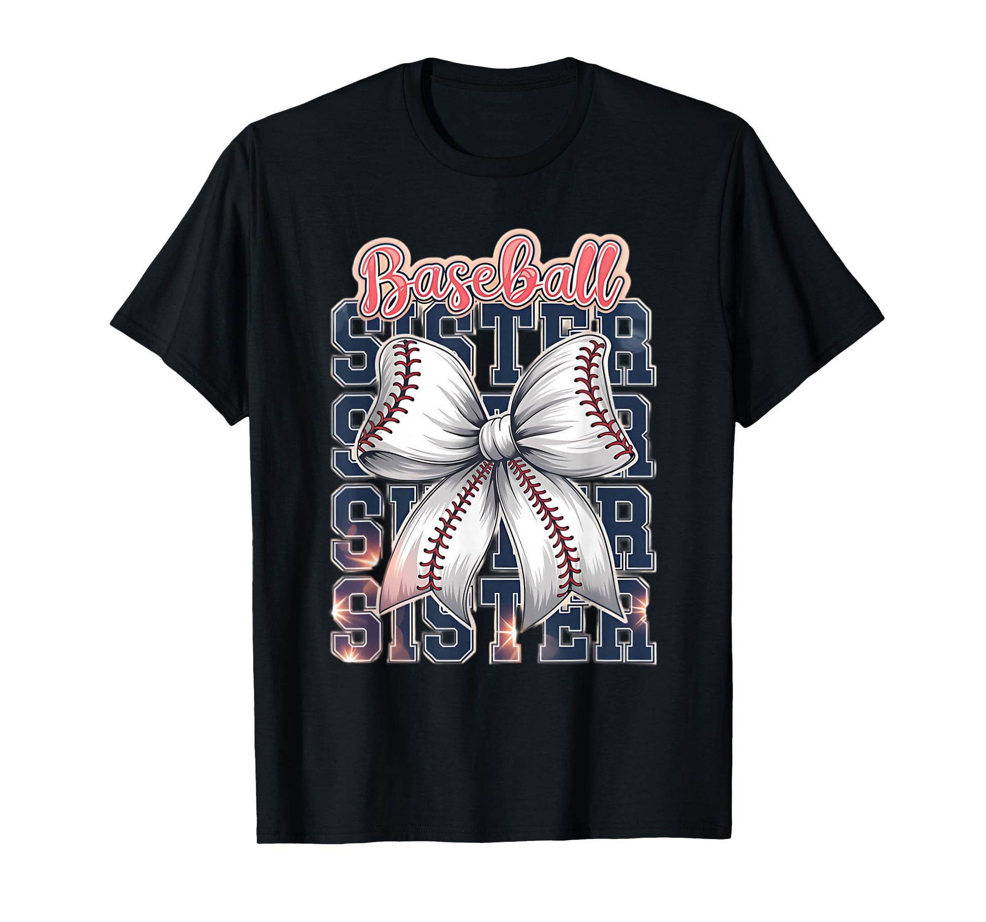 Baseball Sister Coquette Bow T-Shirt - Unique Graphic for Adults - T-Shirt, Sweatshirt, Hoodie