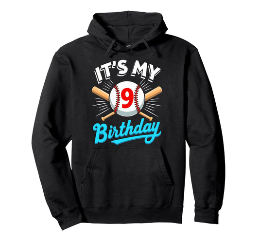 9 Years Old Baseball Player Hoodie - Trendy Graphic for Adults - T-Shirt, Sweatshirt, Hoodie