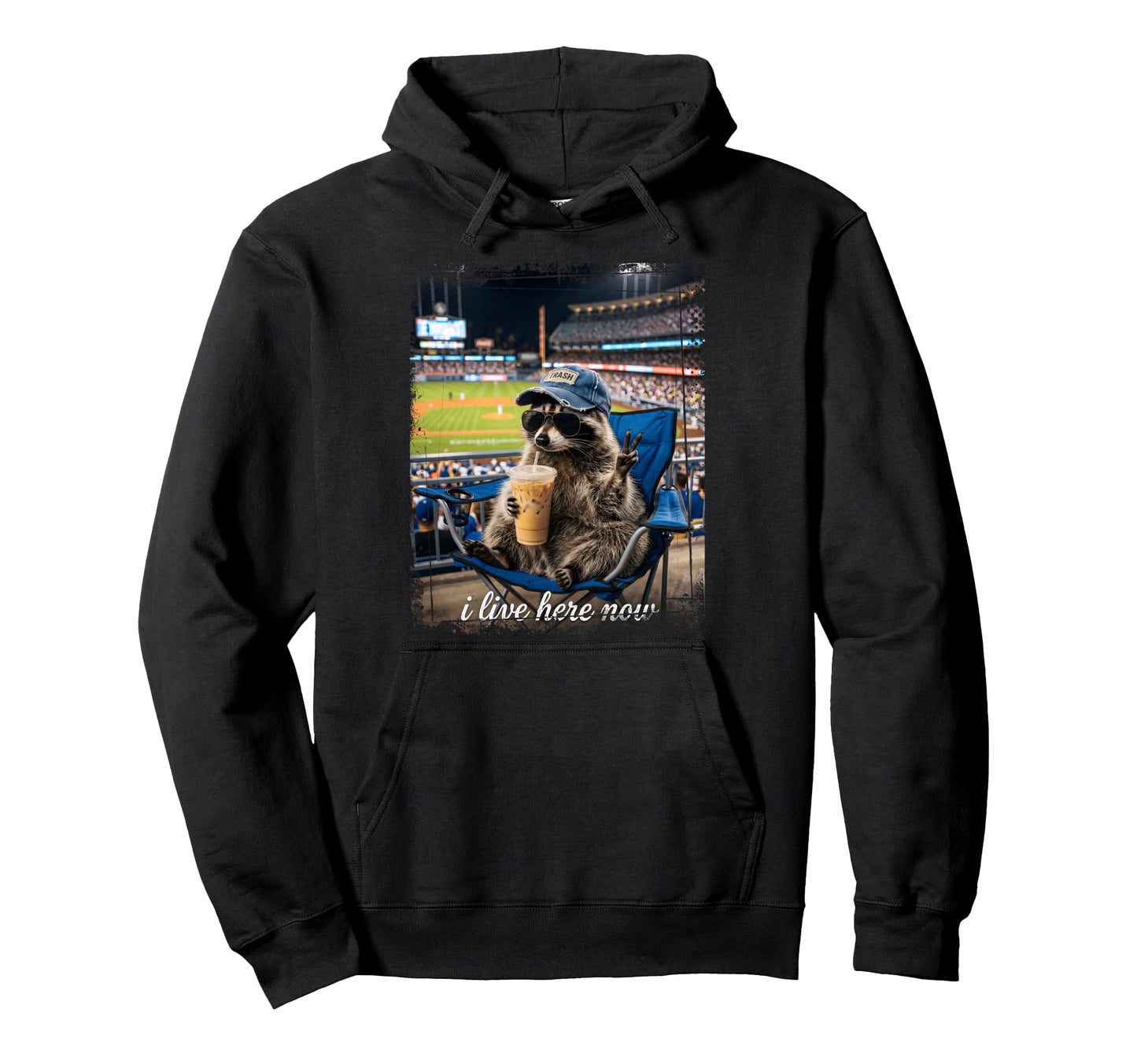 Peace Sign Raccoon Baseball Stadium I Hoodie - Trendy Graphic Men Women - T-Shirt, Sweatshirt, Hoodie