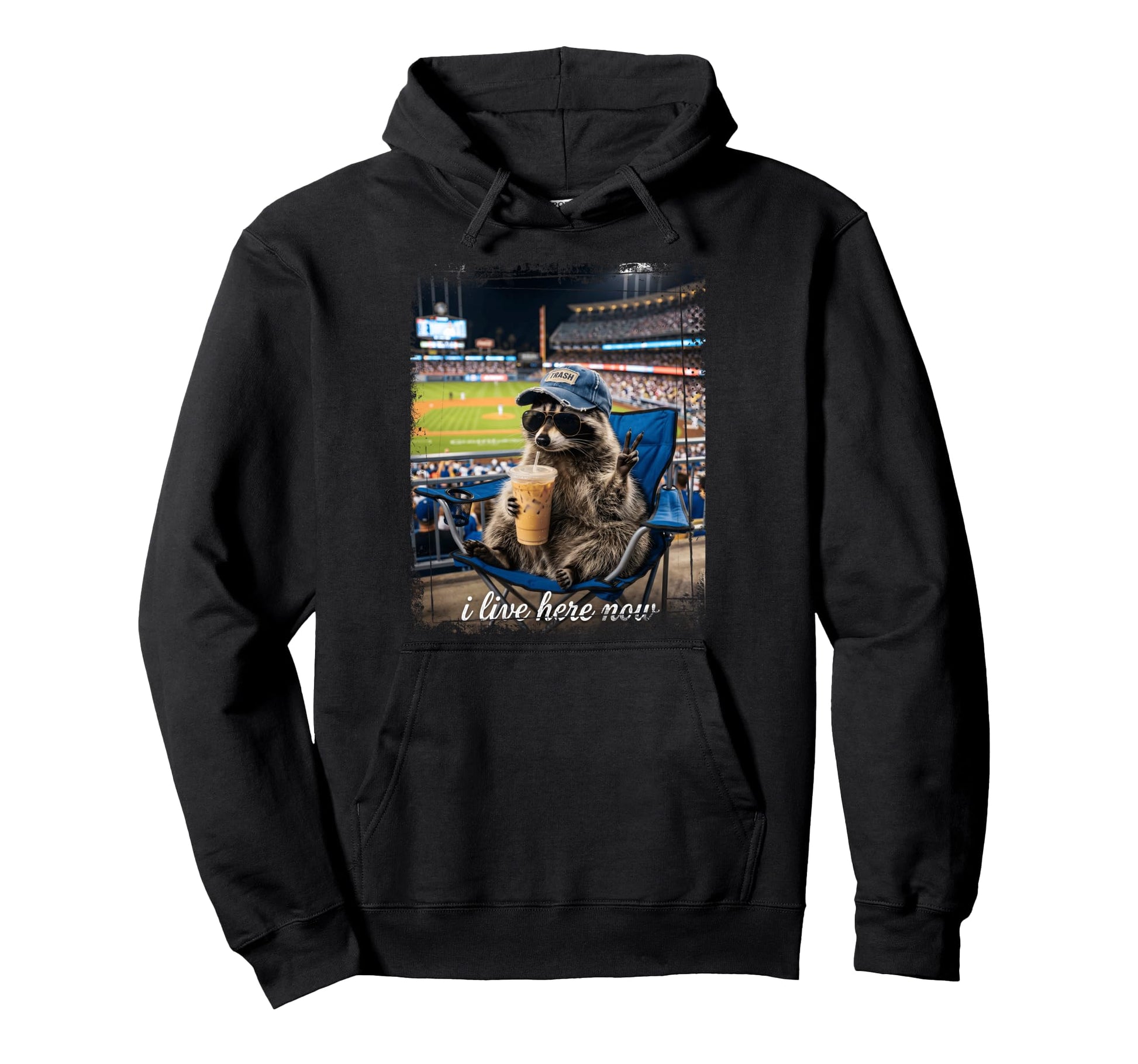 Peace Sign Raccoon Baseball Stadium I Hoodie - Trendy Graphic Men Women - T-Shirt, Sweatshirt, Hoodie