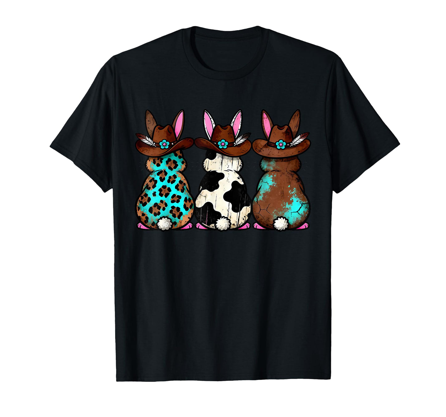 Cowhide Leopard Turquoise Howdy Easter T-Shirt - Fun Novelty Design Unisex - T-Shirt, Sweatshirt, Hoodie
