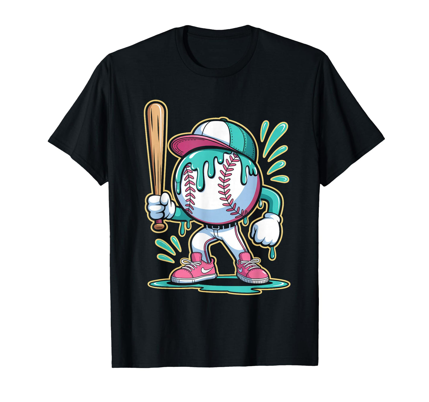 Funny Baseball Character Cartoon T-Shirt - Custom Art Print Men Women - T-Shirt, Sweatshirt, Hoodie