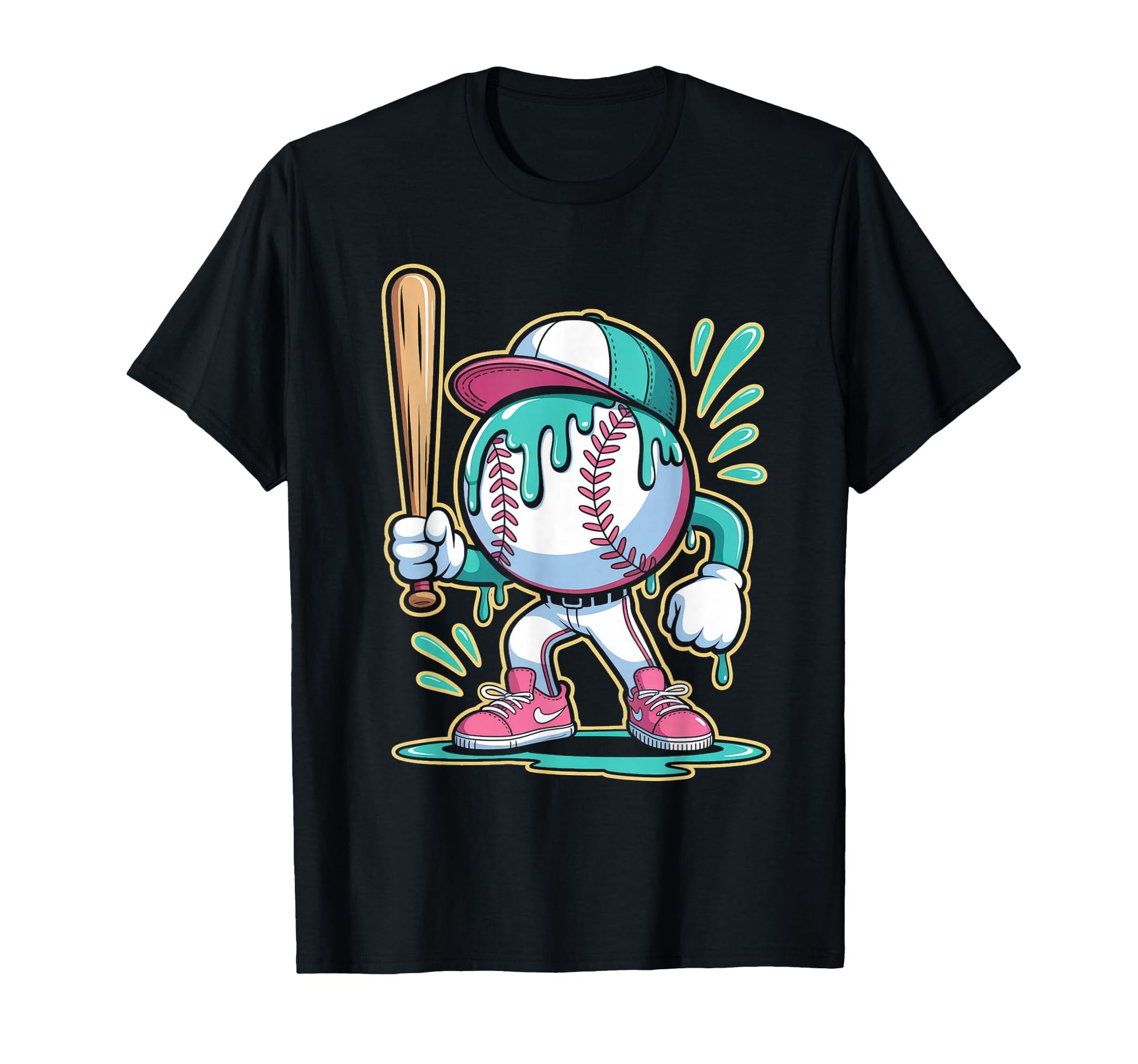 Funny Baseball Character Cartoon T-Shirt - Custom Art Print Men Women - T-Shirt, Sweatshirt, Hoodie