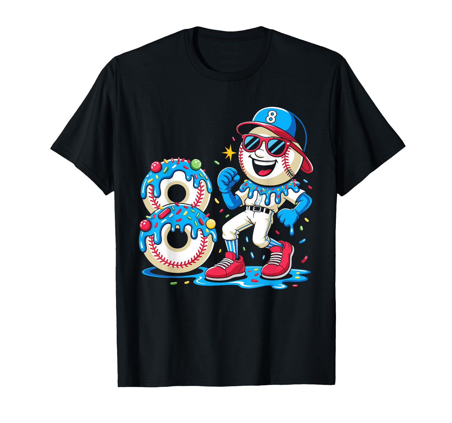 Baseball 8 Year Old Ice Cream Drip T-Shirt - Aesthetic Graphic for Adults - T-Shirt, Sweatshirt, Hoodie