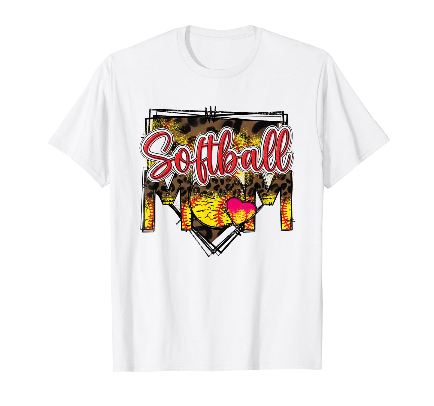 Softball Mom Leopard Funny Softball Mom T-Shirt - Minimalist Print Unisex - T-Shirt, Sweatshirt, Hoodie