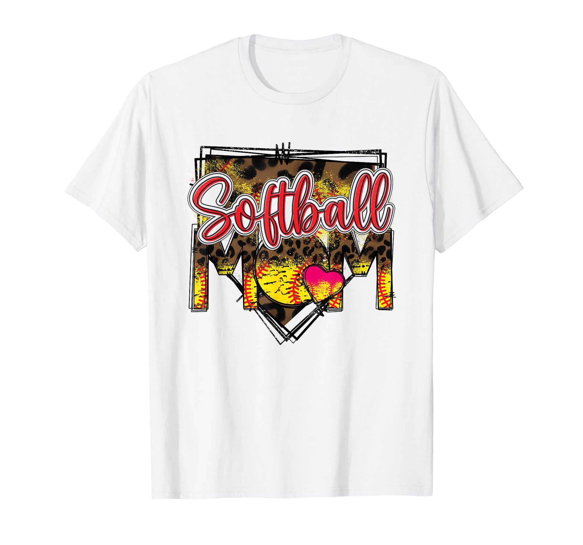 Softball Mom Leopard Funny Softball Mom T-Shirt - Minimalist Print Unisex - T-Shirt, Sweatshirt, Hoodie