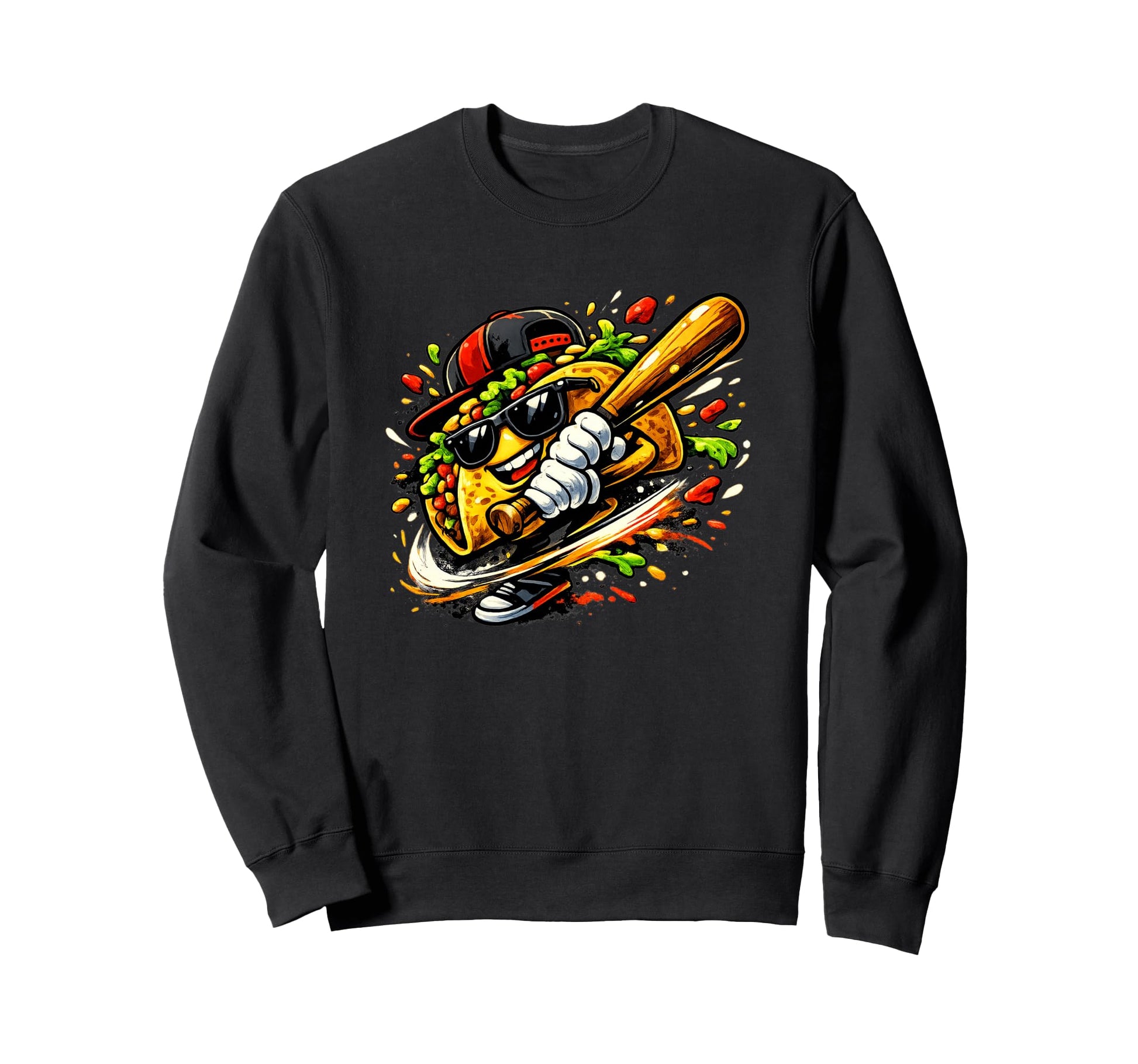 Taco Baseball Player Cinco De Mayo Sweatshirt - Unique Graphic for Adults - T-Shirt, Sweatshirt, Hoodie