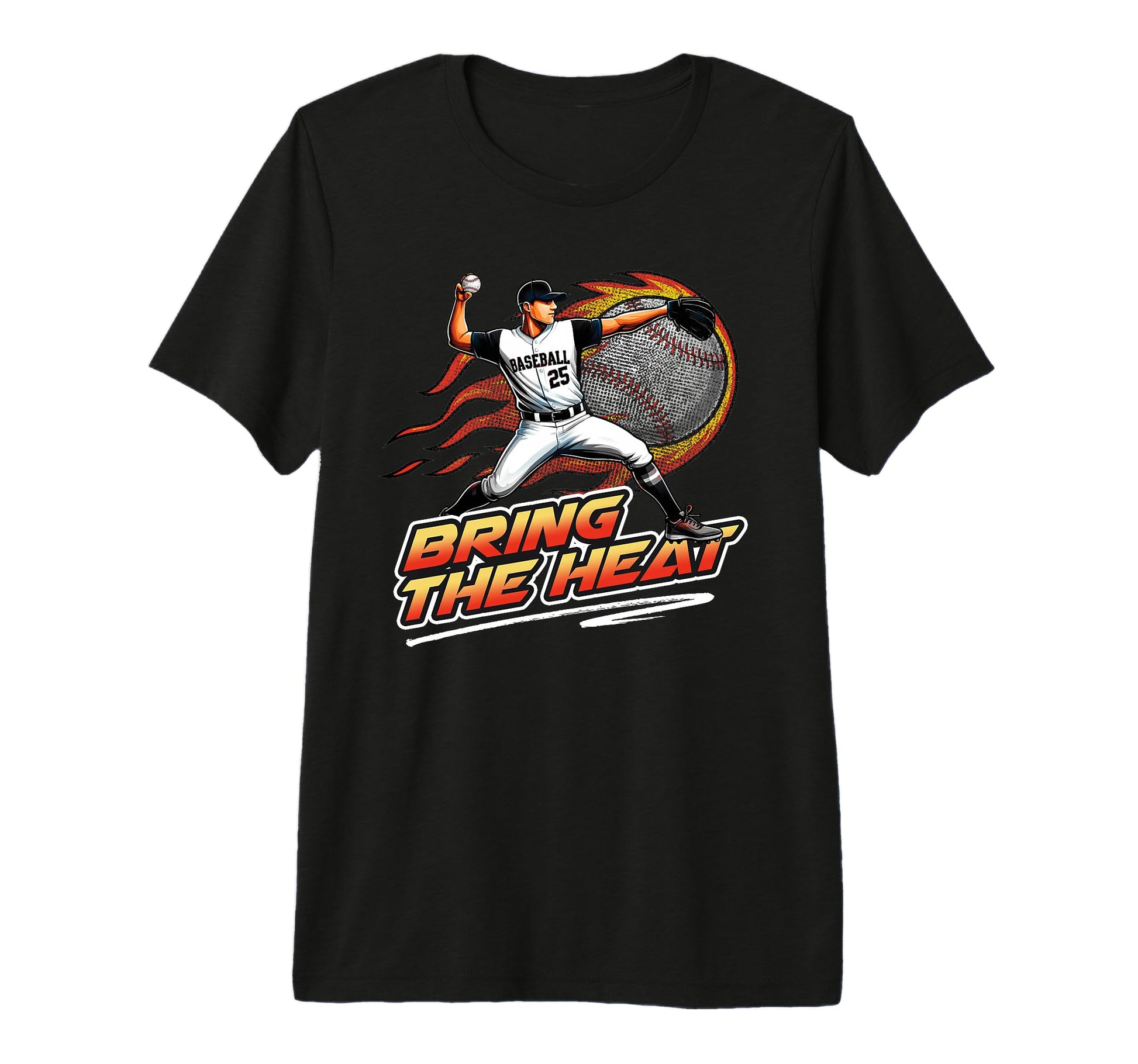 Baseball Pitcher Bring Heat T-Shirt - Casual Everyday Wear Men Women - T-Shirt, Sweatshirt, Hoodie