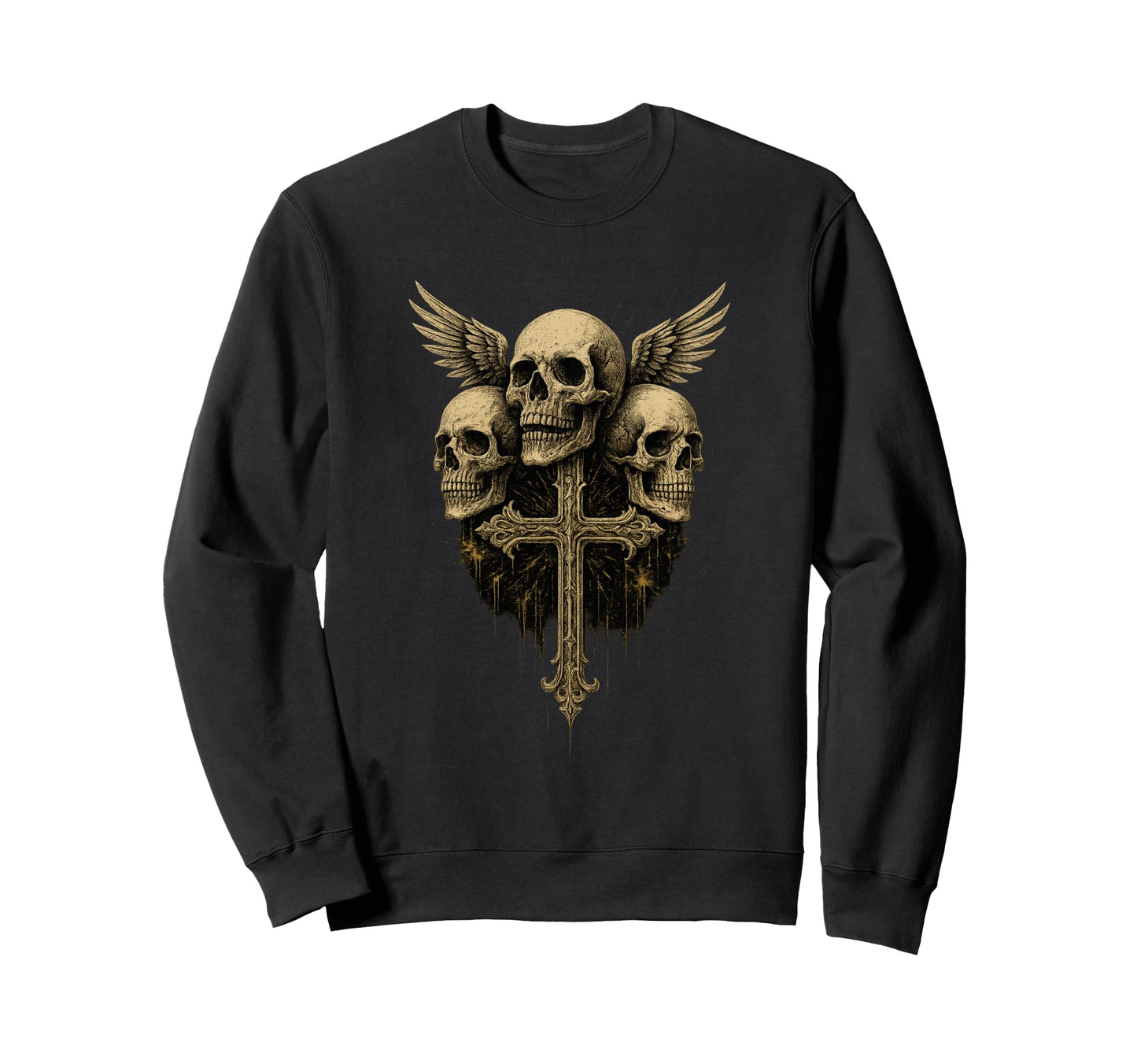 Skull Cross Y2K Goth Alt Grunge Sweatshirt - Aesthetic Graphic for Adults - T-Shirt, Sweatshirt, Hoodie