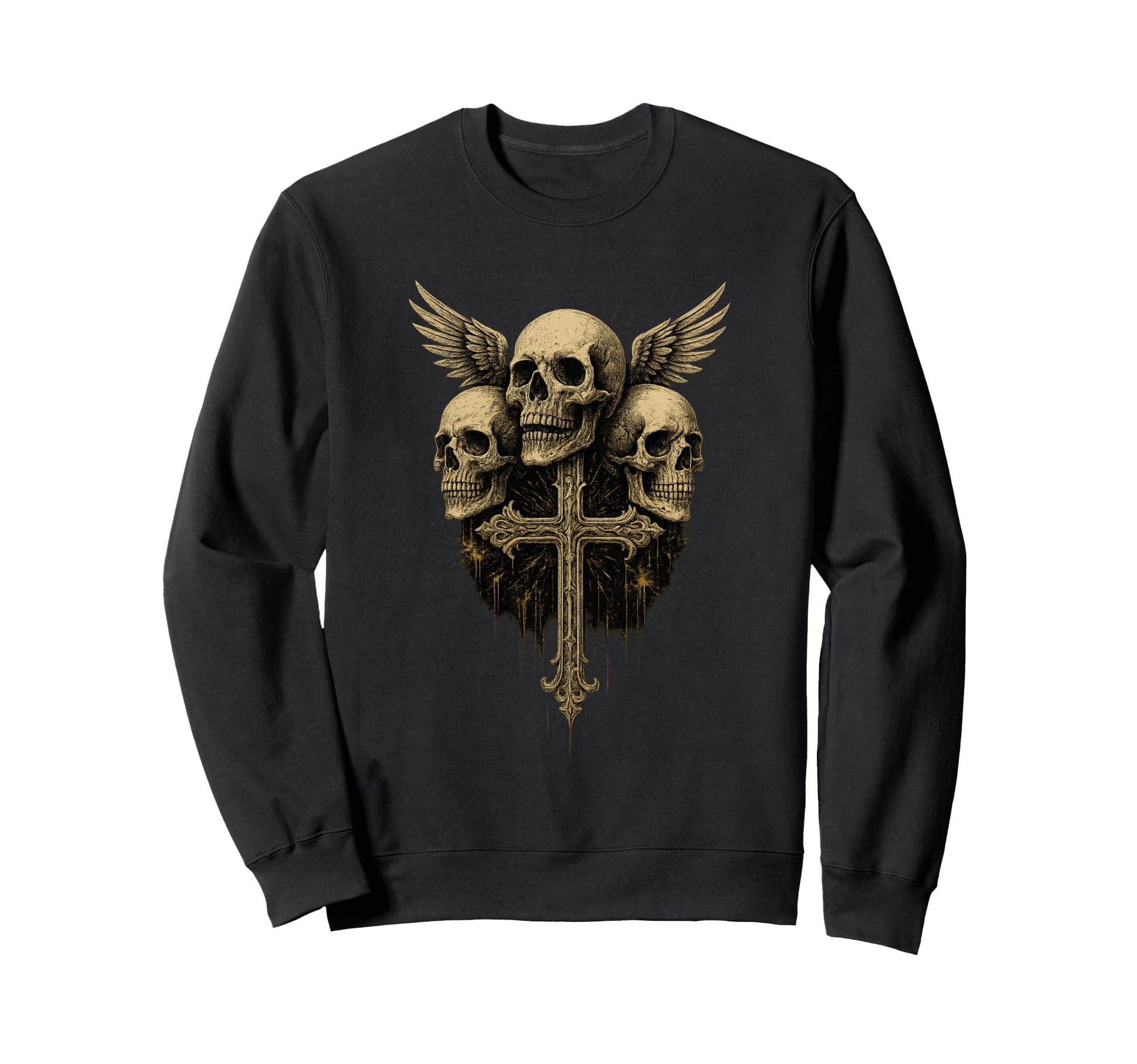 Skull Cross Y2K Goth Alt Grunge Sweatshirt - Aesthetic Graphic for Adults - T-Shirt, Sweatshirt, Hoodie