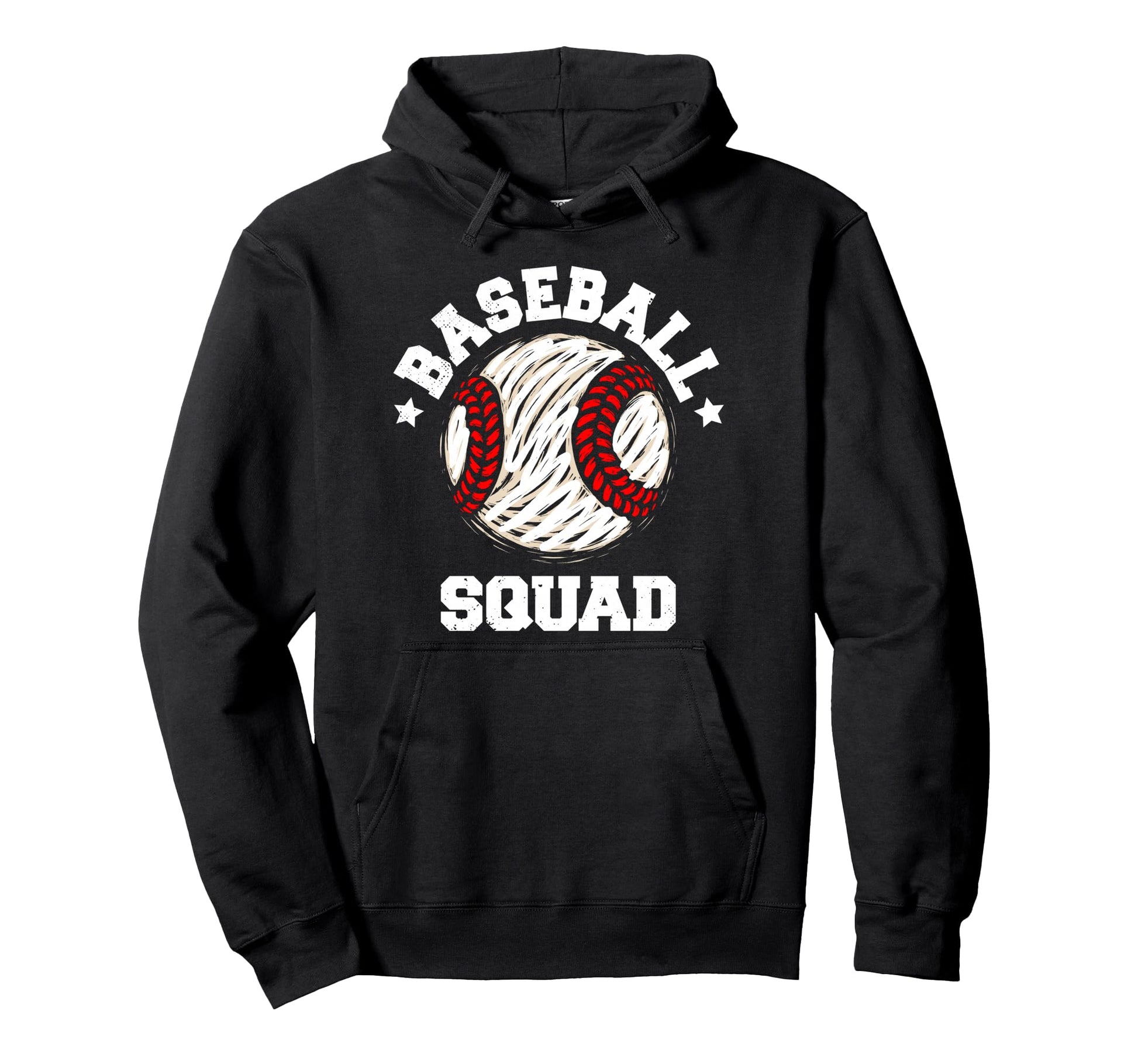 Baseball Squad Distressed Baseball Hoodie - Casual Everyday Wear Unisex - T-Shirt, Sweatshirt, Hoodie