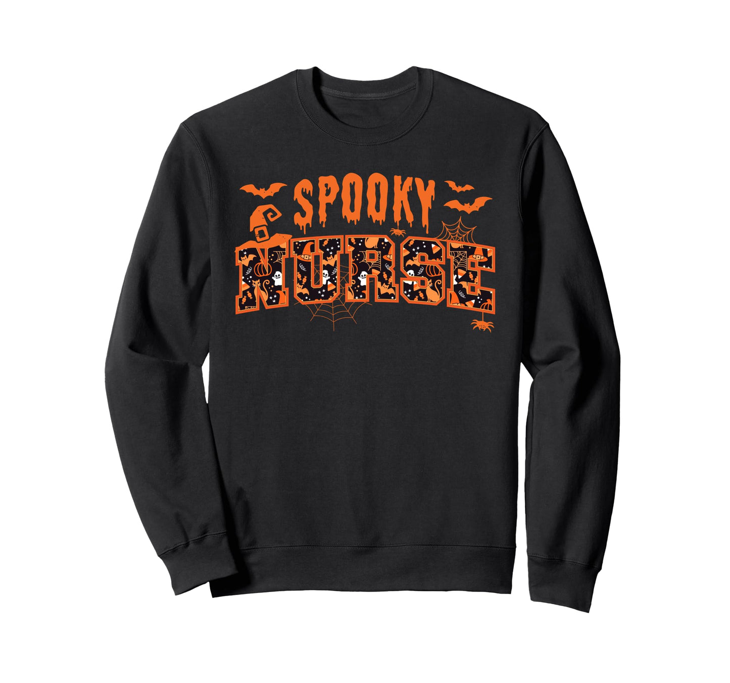 Spooky Nurse Ghost Halloween Sweatshirt - Unique Graphic Men Women - T-Shirt, Sweatshirt, Hoodie
