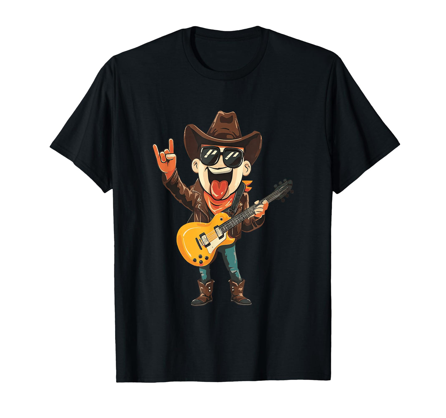 Funny Cowboy Guitarist Rock Music T-Shirt - Casual Everyday Wear Men Women - T-Shirt, Sweatshirt, Hoodie