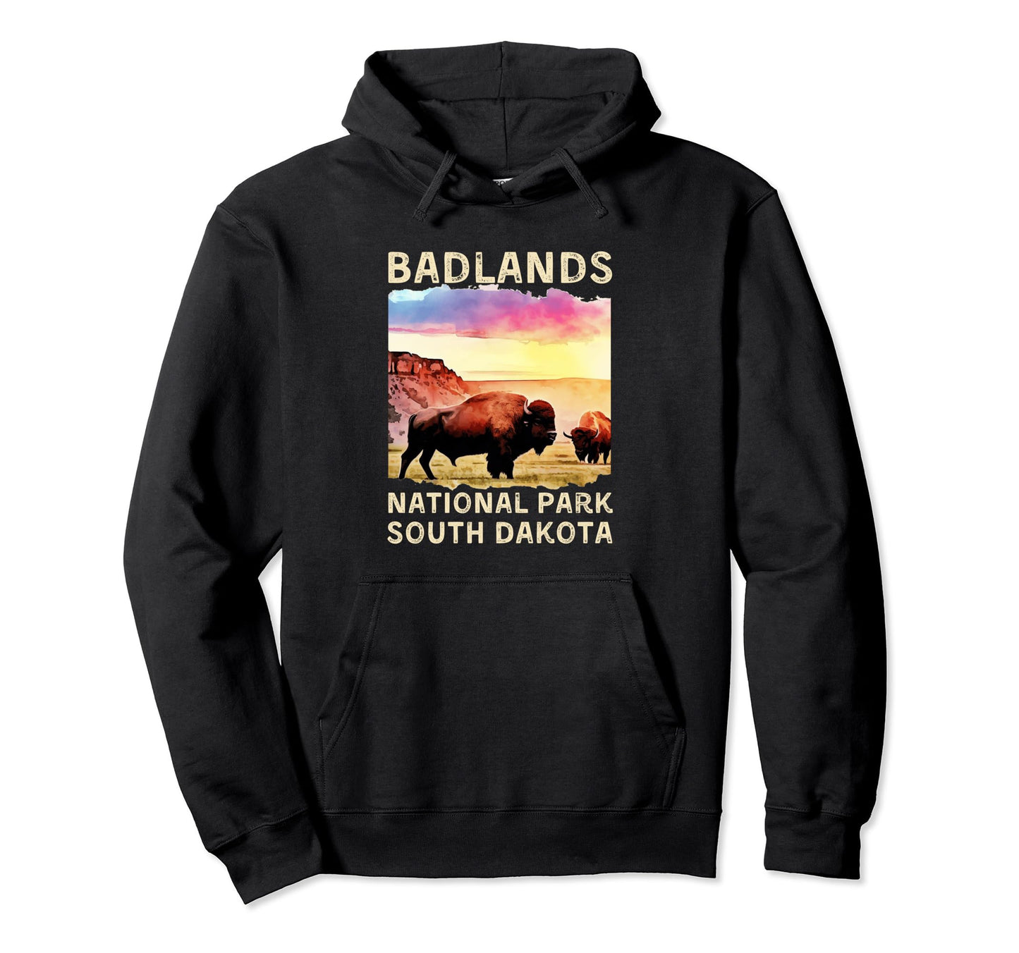 Badlands National Park South Dakota Bison Hoodie - Aesthetic Graphic Unisex - T-Shirt, Sweatshirt, Hoodie