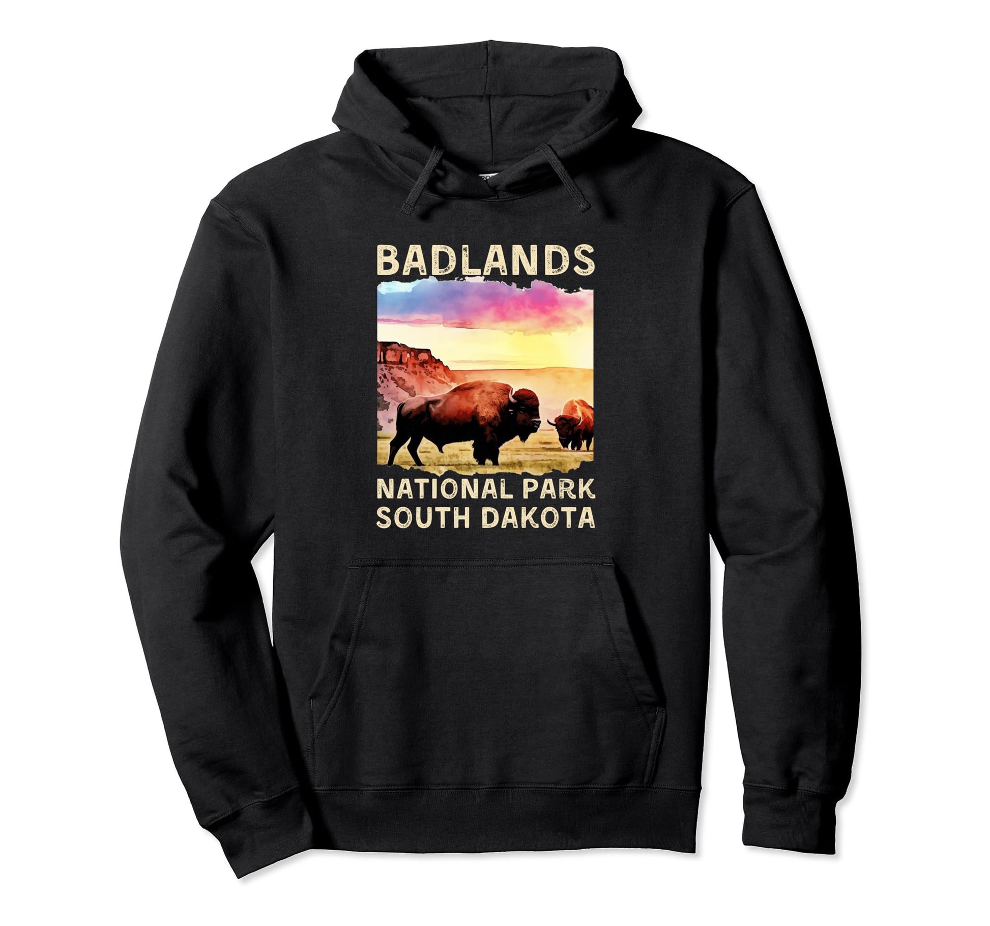 Badlands National Park South Dakota Bison Hoodie - Aesthetic Graphic Unisex - T-Shirt, Sweatshirt, Hoodie