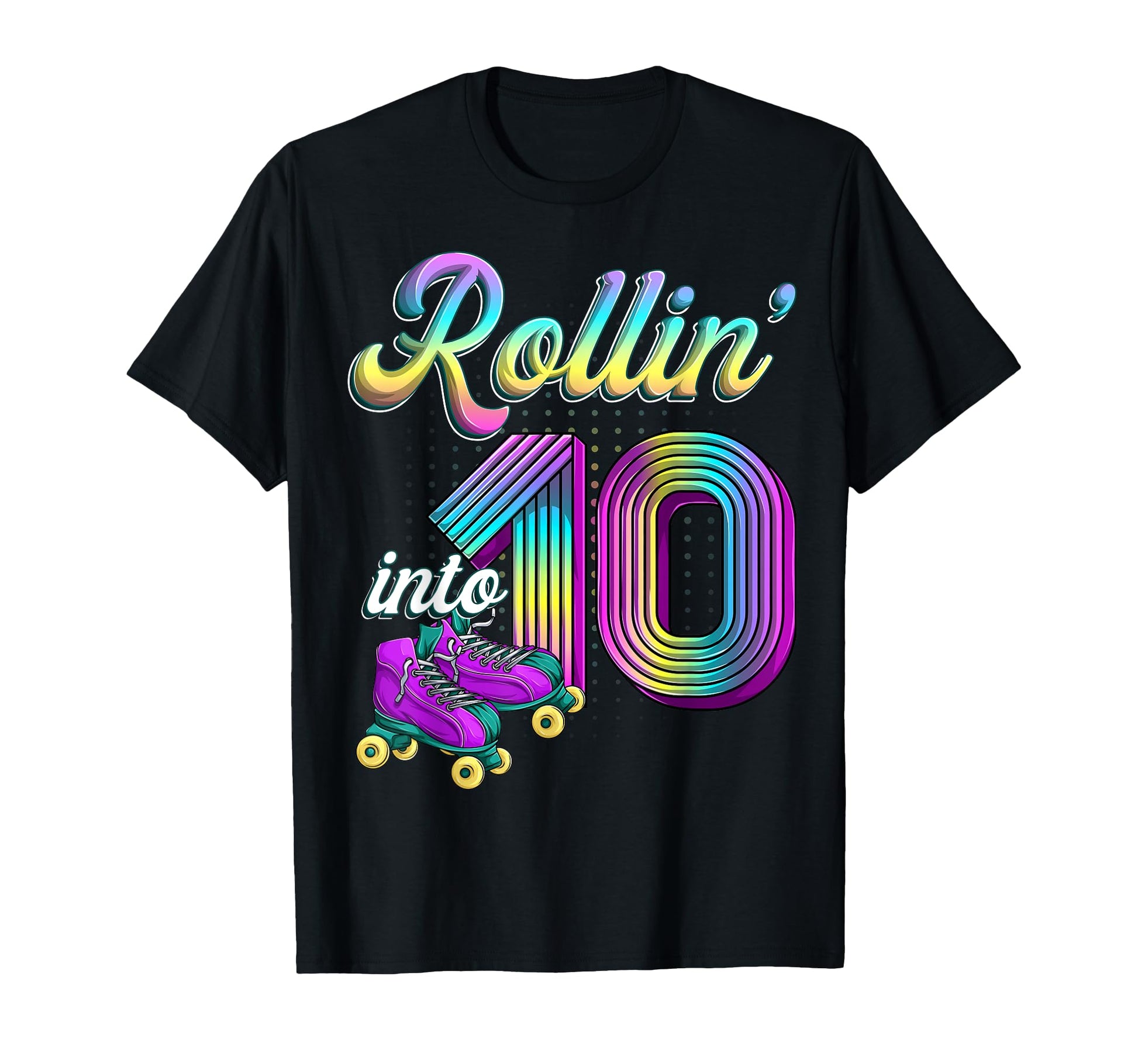 Rolling Into 10 Roller Skates 10Th T-Shirt - Custom Art Print for Adults - T-Shirt, Sweatshirt, Hoodie