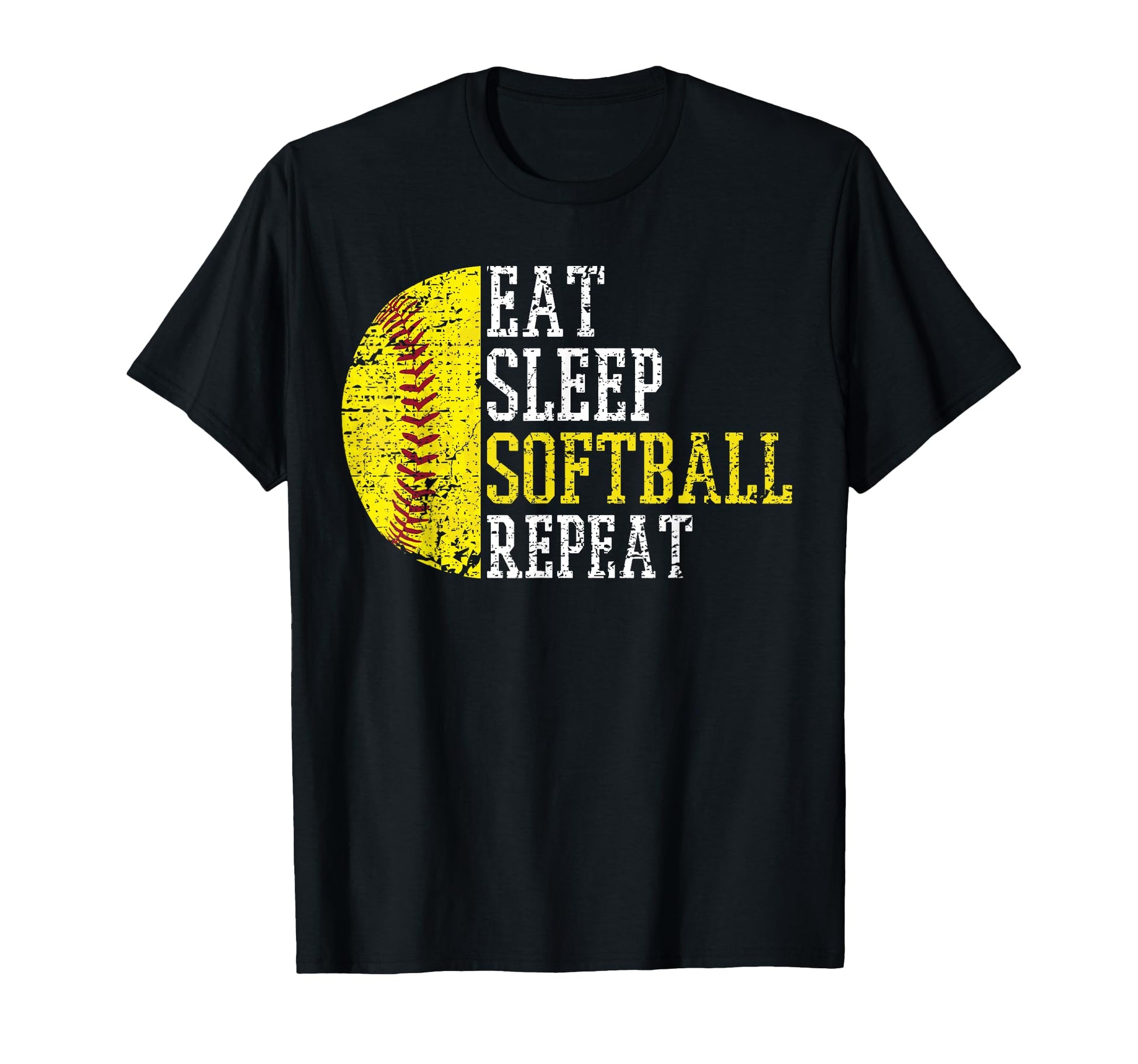 Eat Sleep Softball Repeat Baseball T-Shirt - Fun Novelty Design Men Women - T-Shirt, Sweatshirt, Hoodie